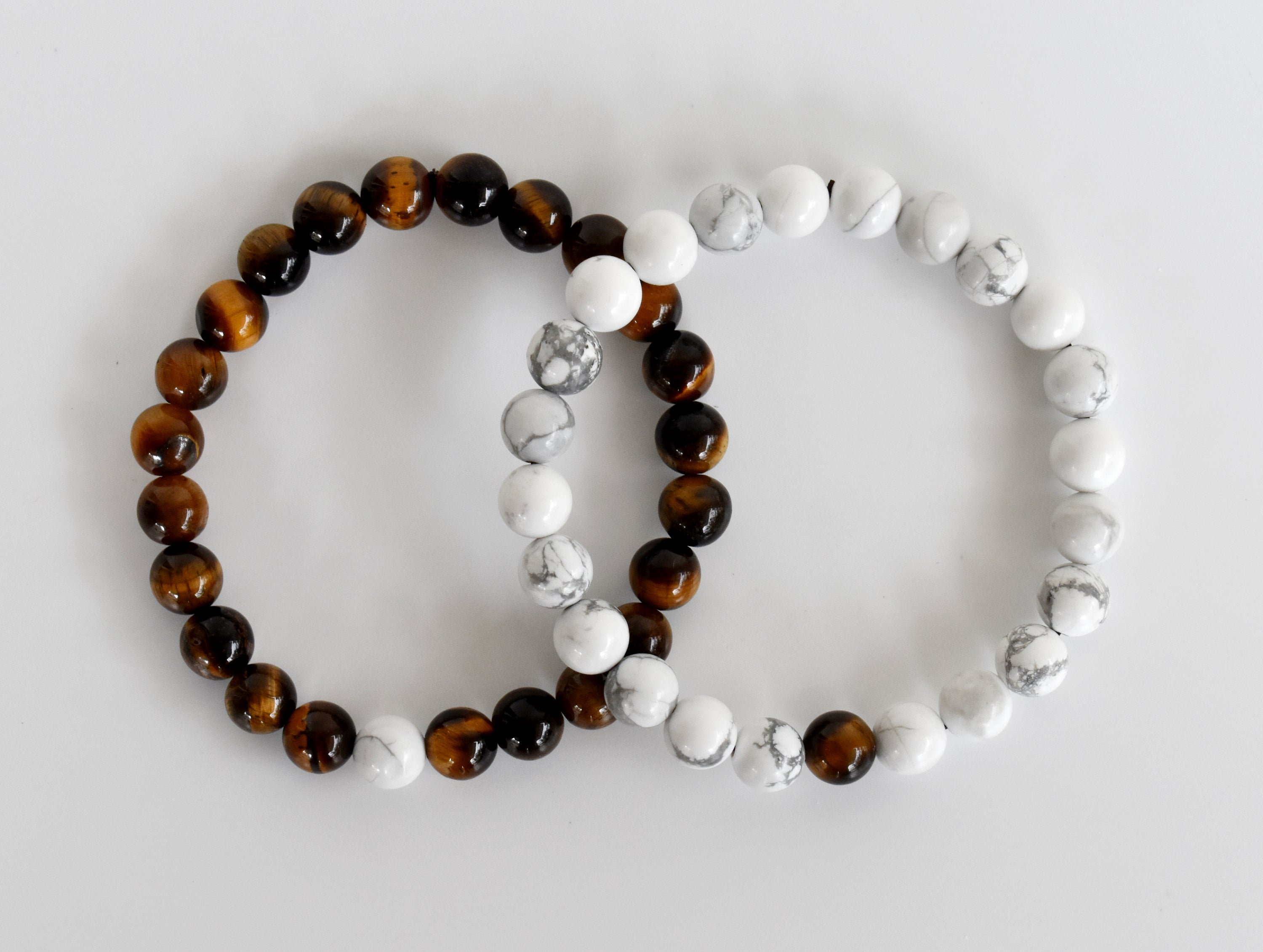 Tiger Eye Howlite Couple Bracelets, Anniversary Gift (Prosperity and Truth) DestGlow