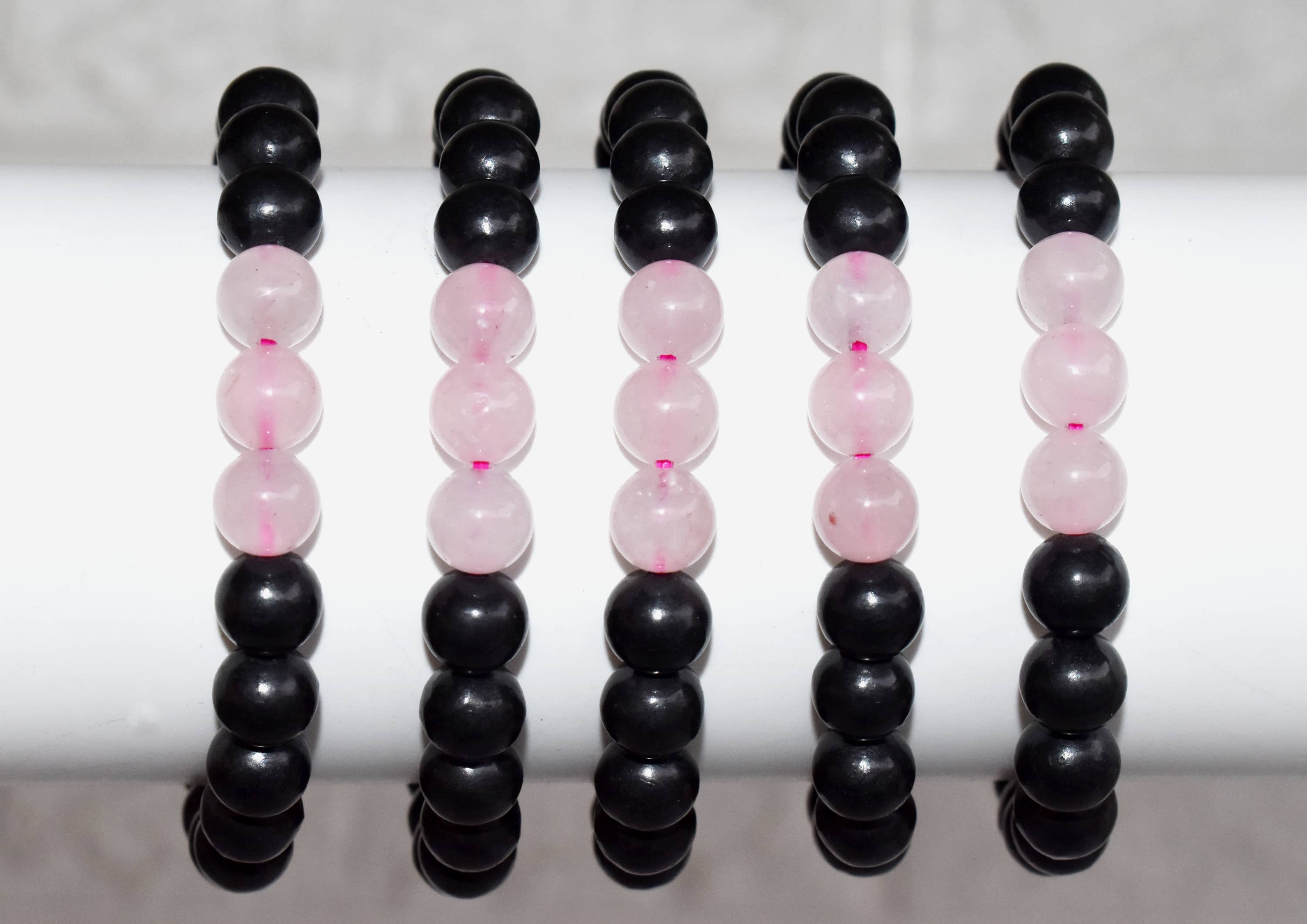 EMF Protection Crystal Bracelet, EMF Bracelet (Shungite Black, Rose Quartz) DestGlow