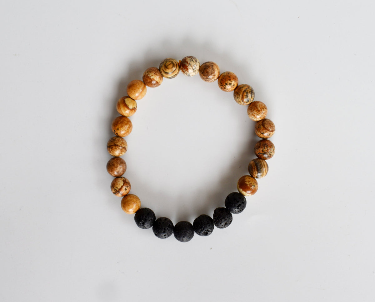 Picture Jasper Diffuser Bracelet, Lava Diffuser Jewelry, Aromatherapy, Essential Oil Bracelet, Spiritual Gift, Yoga Gift for Her DestGlow