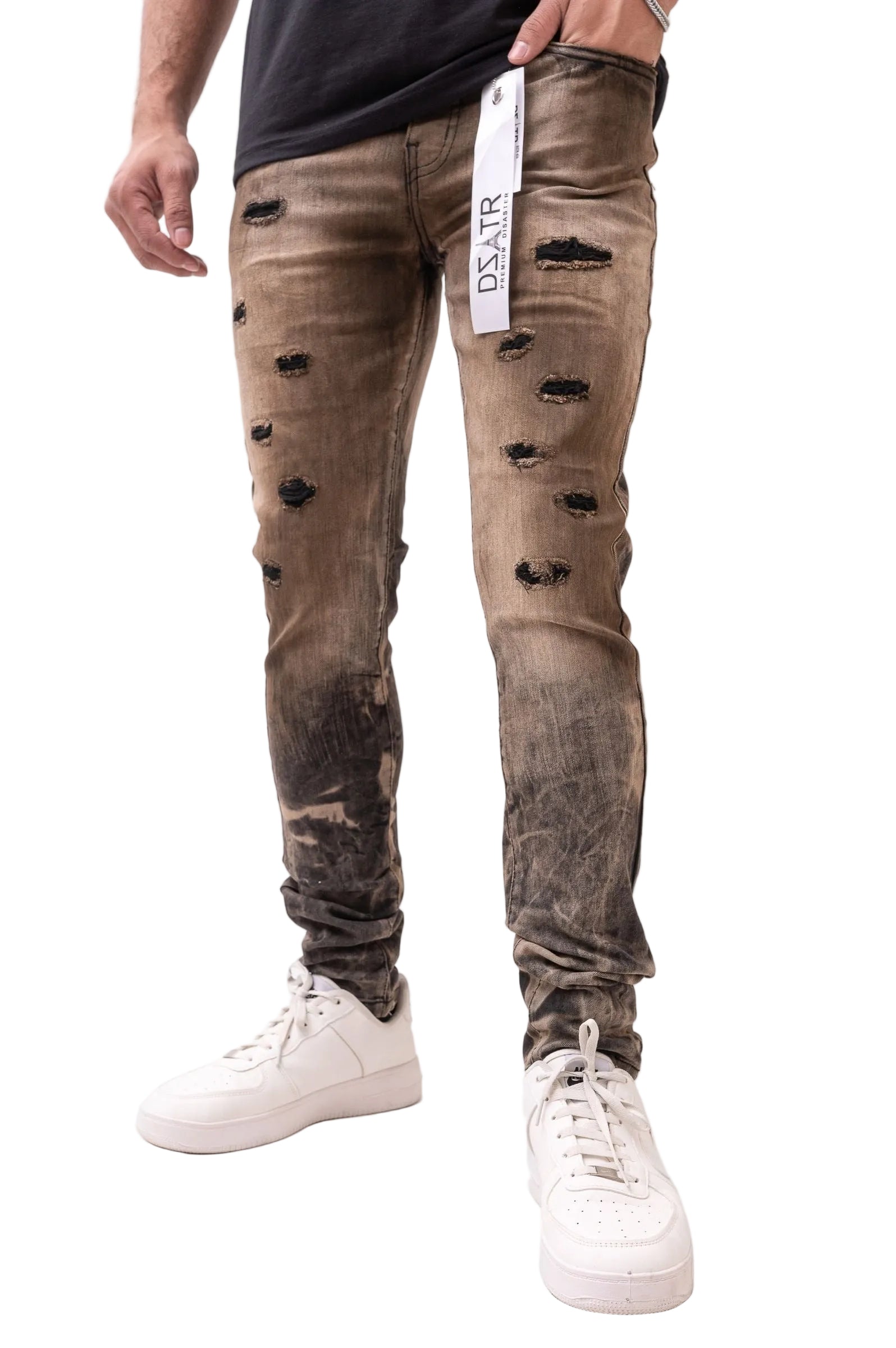 Premium Disaster Ultra Skinny Stretch Denim - Rust by Denim Exchange