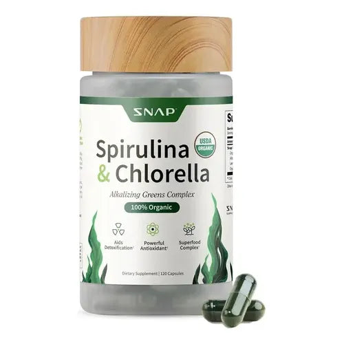 SNAP Spirulina & Chlorella Organic Alkalizing Greens Complex 120 Capsules by Pasteur Pharmacy