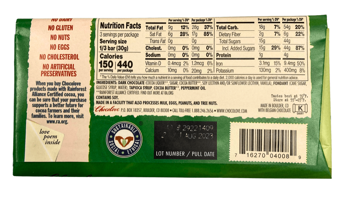Chocolate Bars, Dark, Chocolove by Country Life Natural Foods