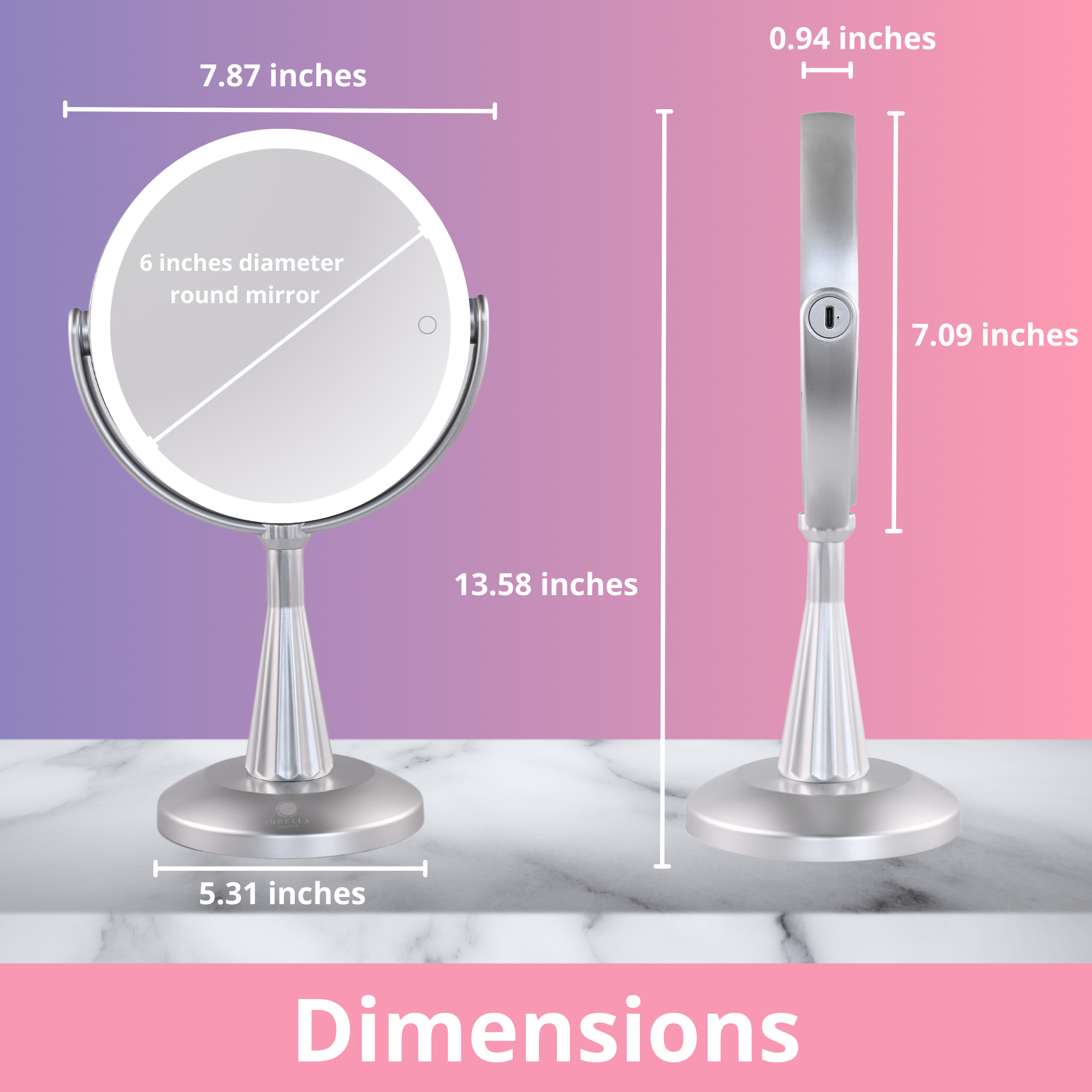 Lily InBella LED Vanity Mirror – Adjustable Light & 360° Rotating DestGlow