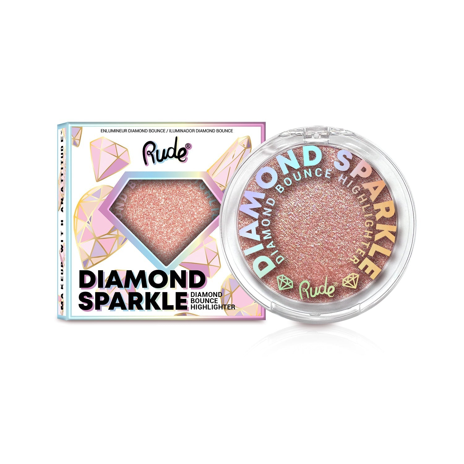 RUDE Diamond Sparkle Diamond Bounce Highlighter - Rose Gold - DestGlow
