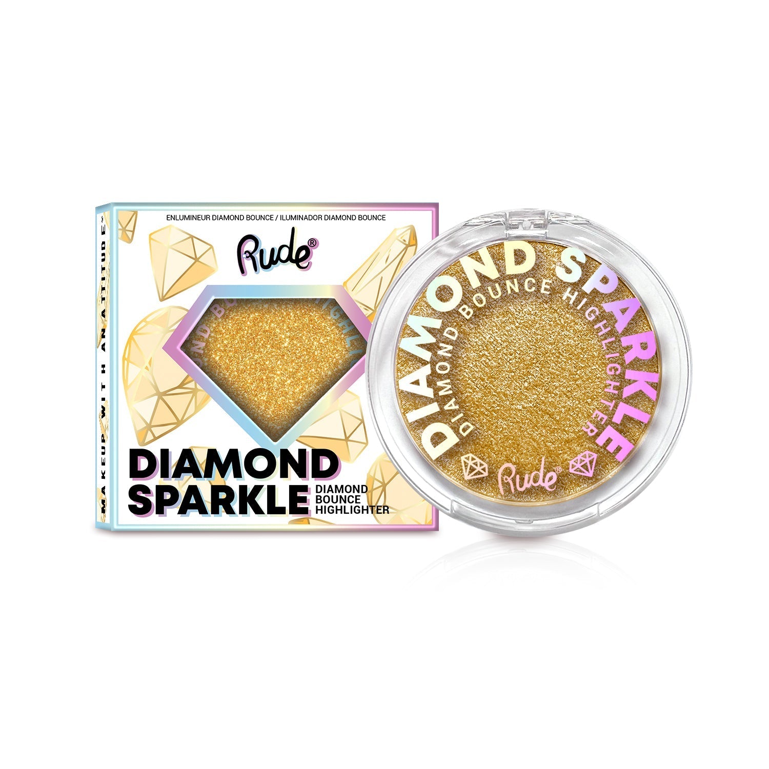 RUDE Diamond Sparkle Diamond Bounce Highlighter - Gold - DestGlow