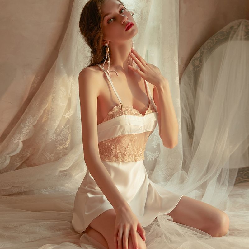 Duchess Dream 3-Piece Lace Trim Satin Set DestGlow