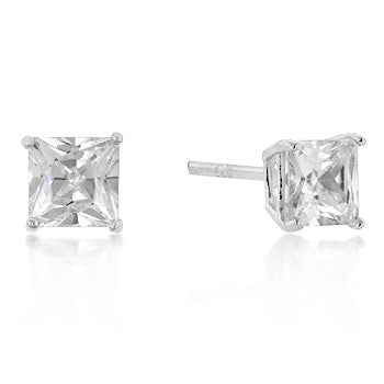 New Sterling Princess Cut Cubic Zirconia Studs