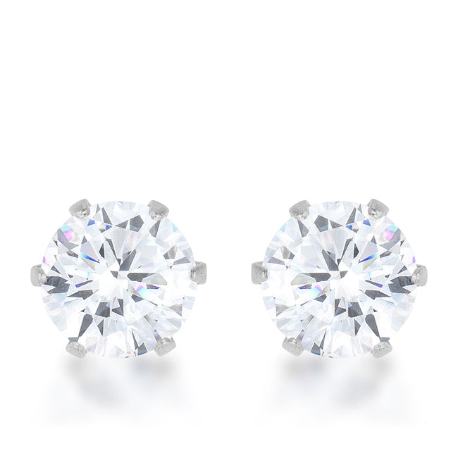 Avera Reign 3.4ct CZ Stainless Steel Stud Earrings