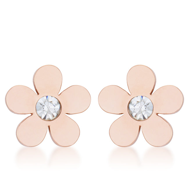 Avera Daisy 0.3ct CZ Stainless Steel Flower Stud Earrings DestGlow