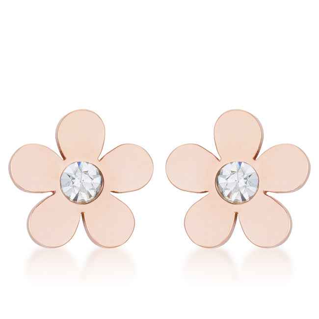 Avera Daisy 0.3ct CZ Stainless Steel Flower Stud Earrings
