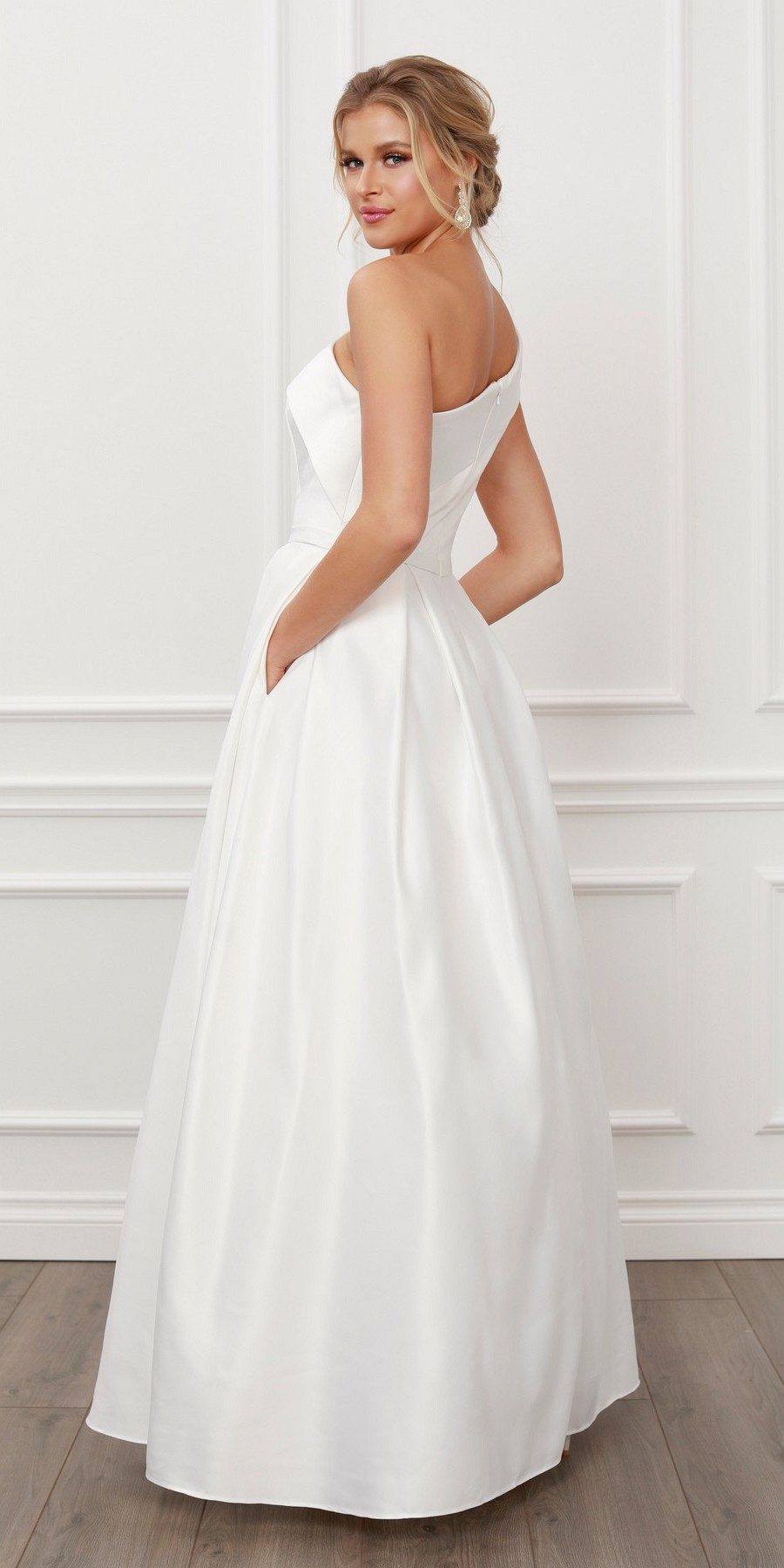 Nox Anabel E469 Elegant One Shoulder Long Satin A-Line Dress by DiscountDressShop