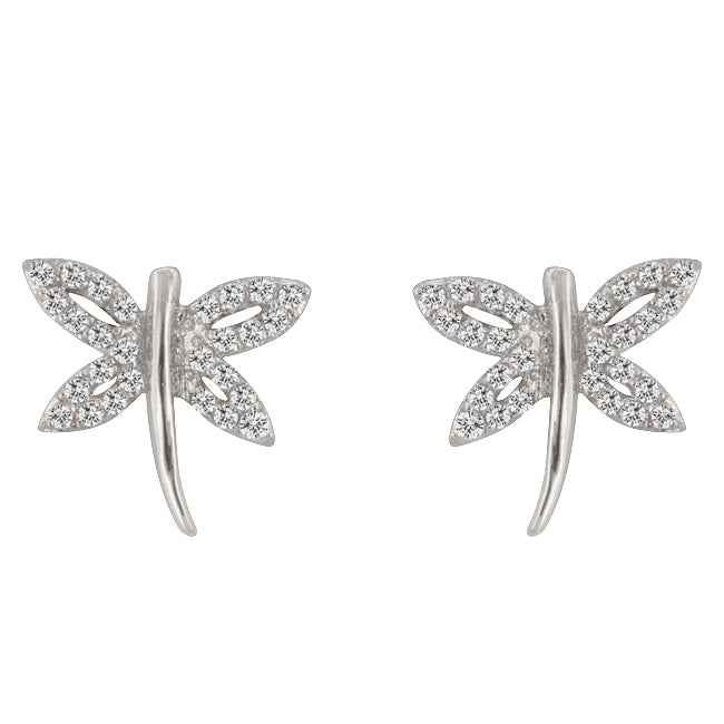 Cubic Zirconia Dragonfly Earrings