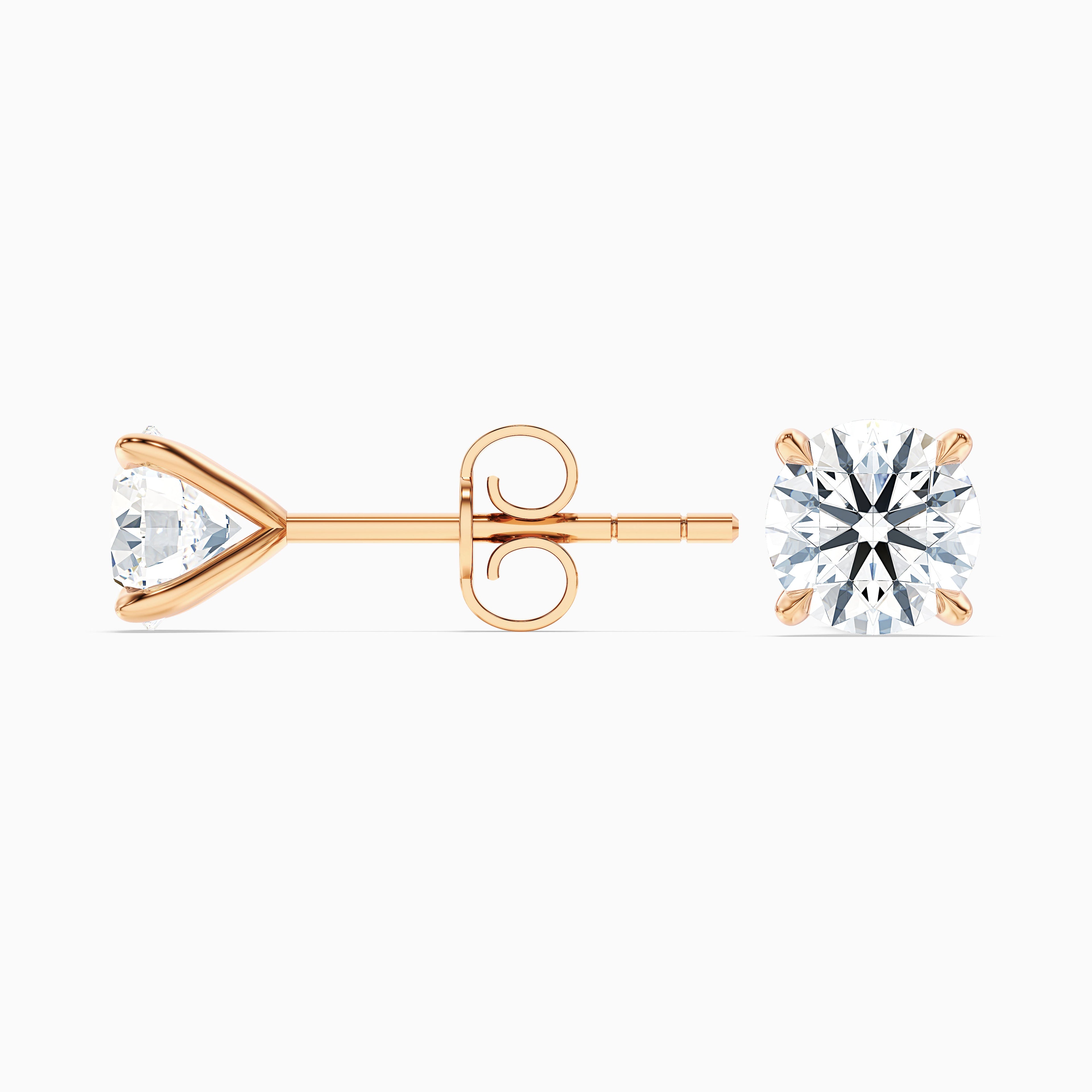 4 Claws Round Moissanite Stud Diamond Earrings