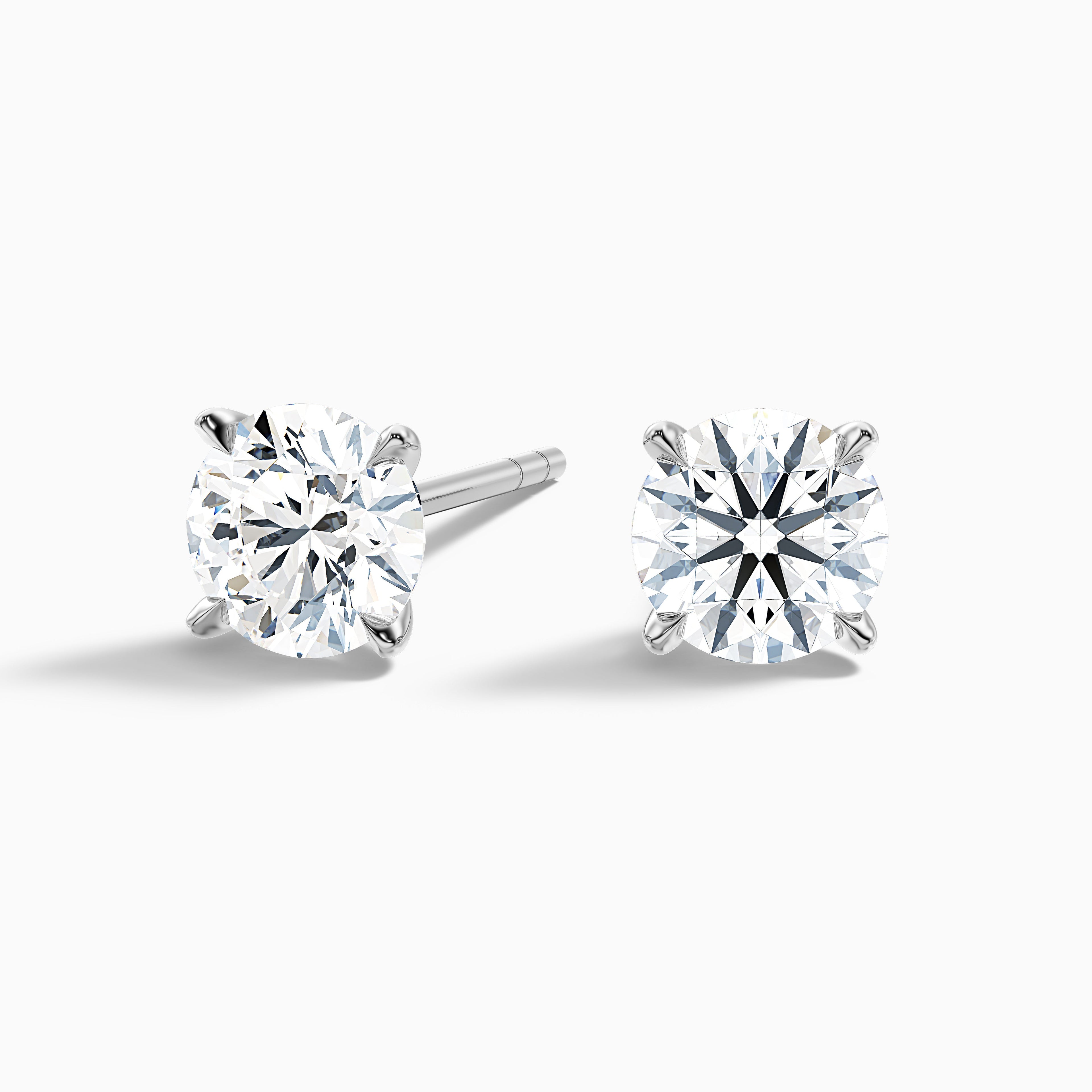 4 Claws Round Moissanite Stud Diamond Earrings