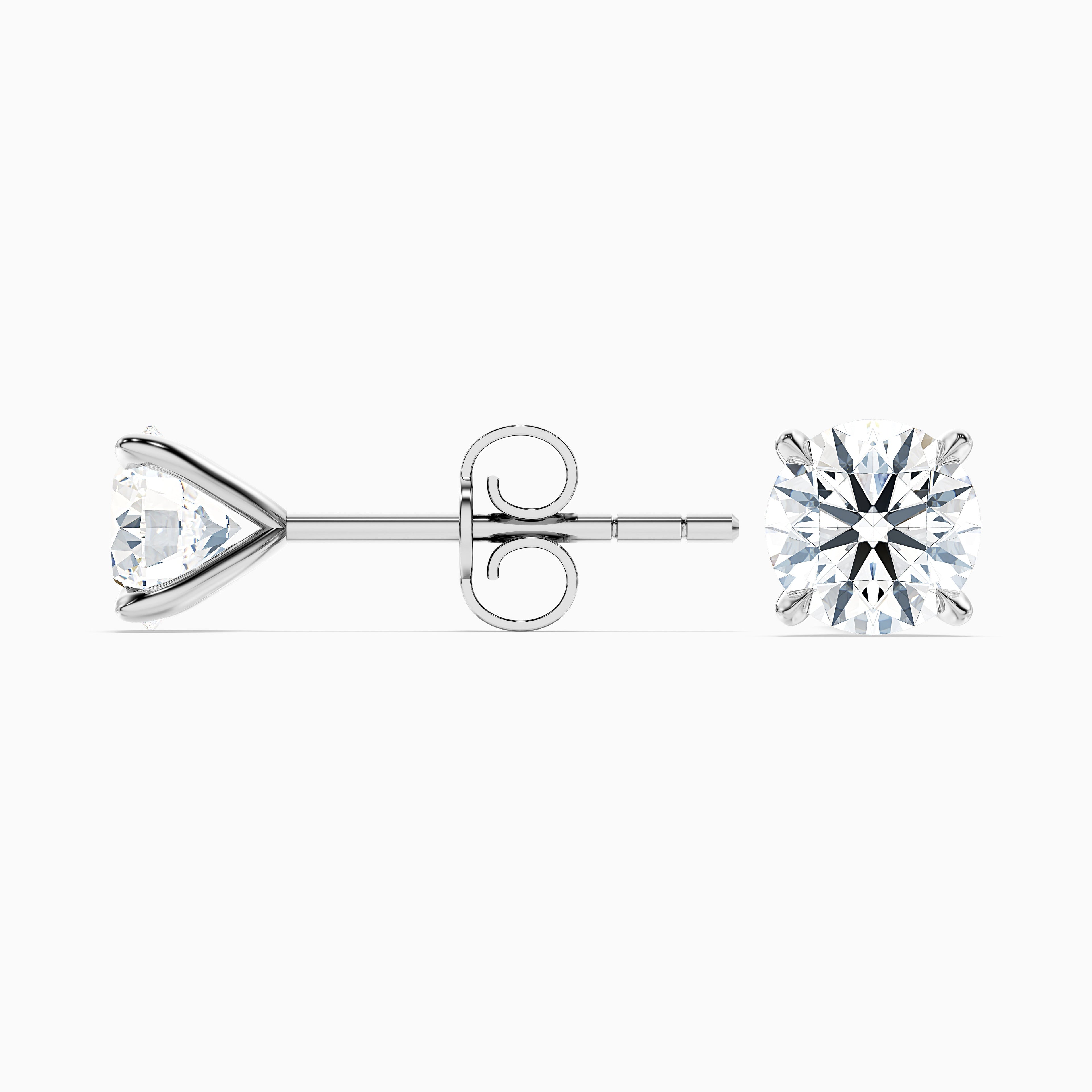 4 Claws Round Moissanite Stud Diamond Earrings