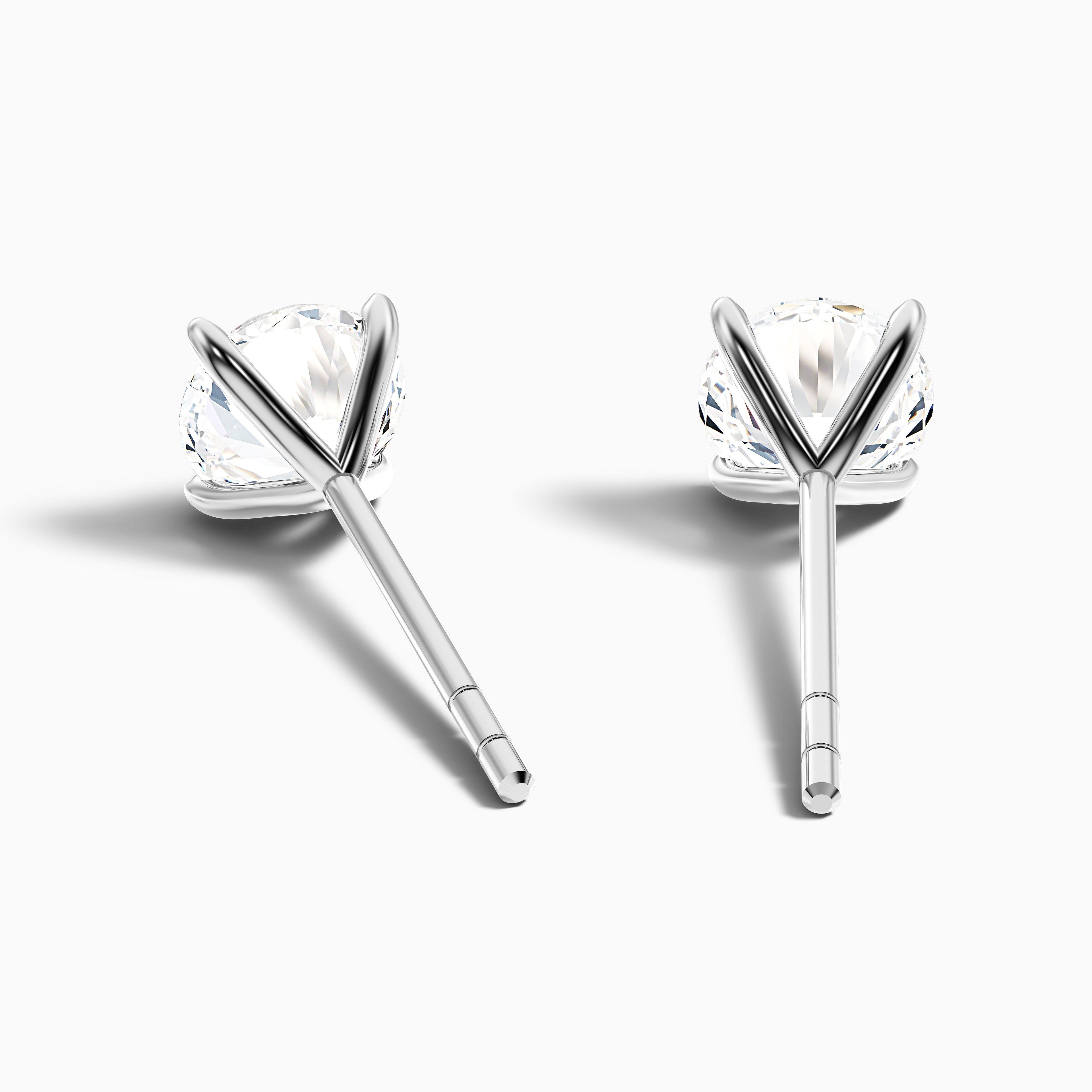 4 Claws Round Moissanite Stud Diamond Earrings