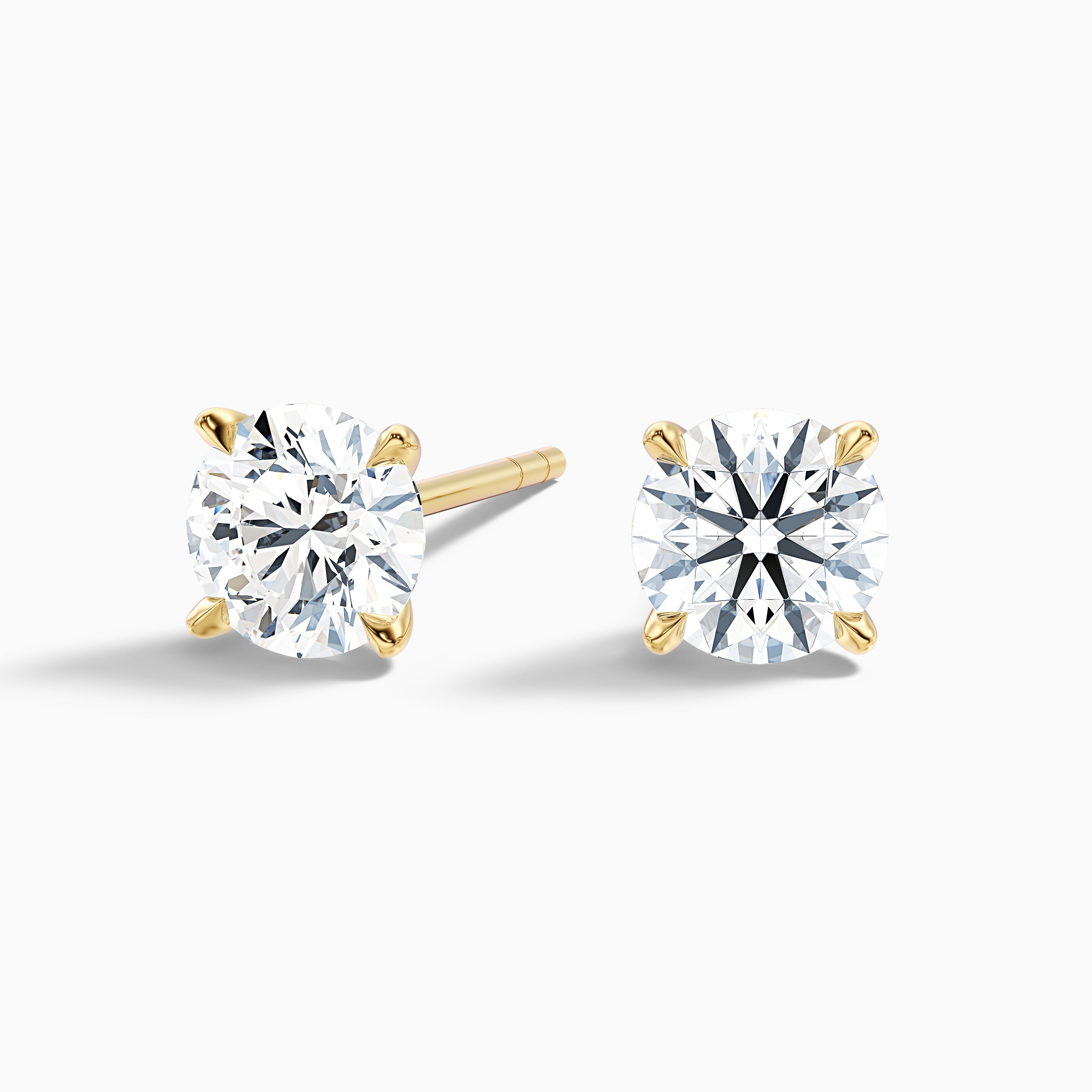 4 Claws Round Moissanite Stud Diamond Earrings