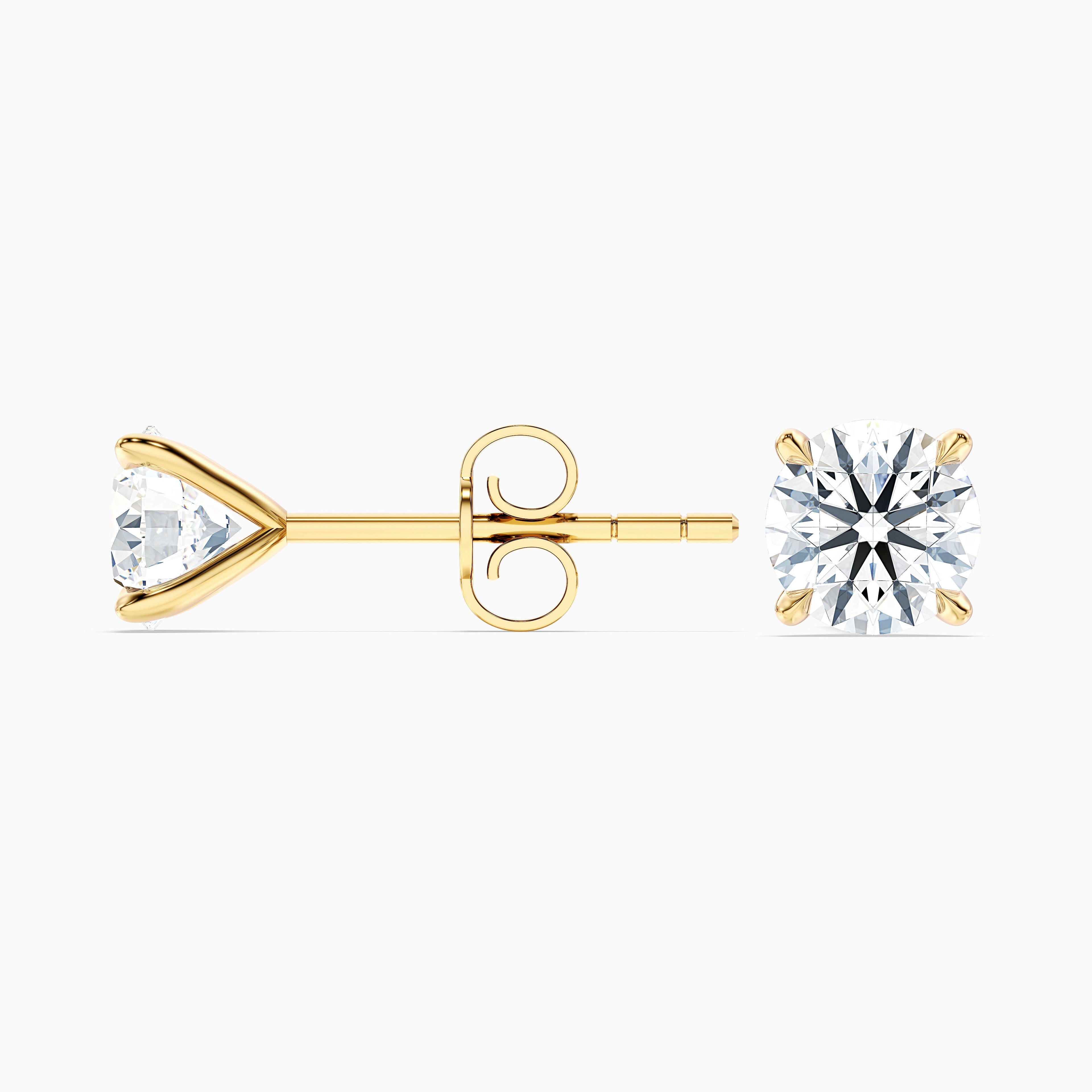4 Claws Round Moissanite Stud Diamond Earrings