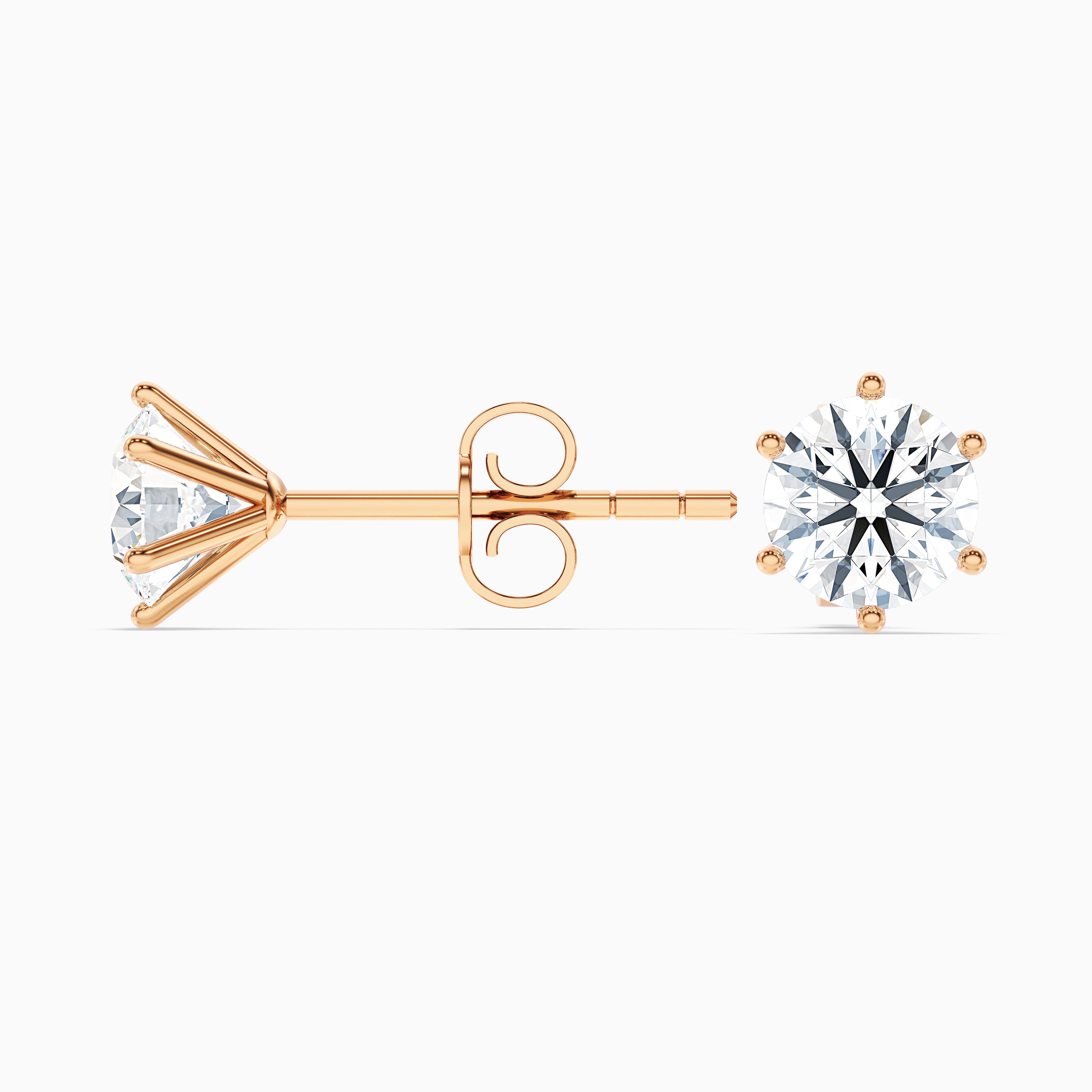 6 Claws Round Cut Moissanite Stud Diamond Earrings
