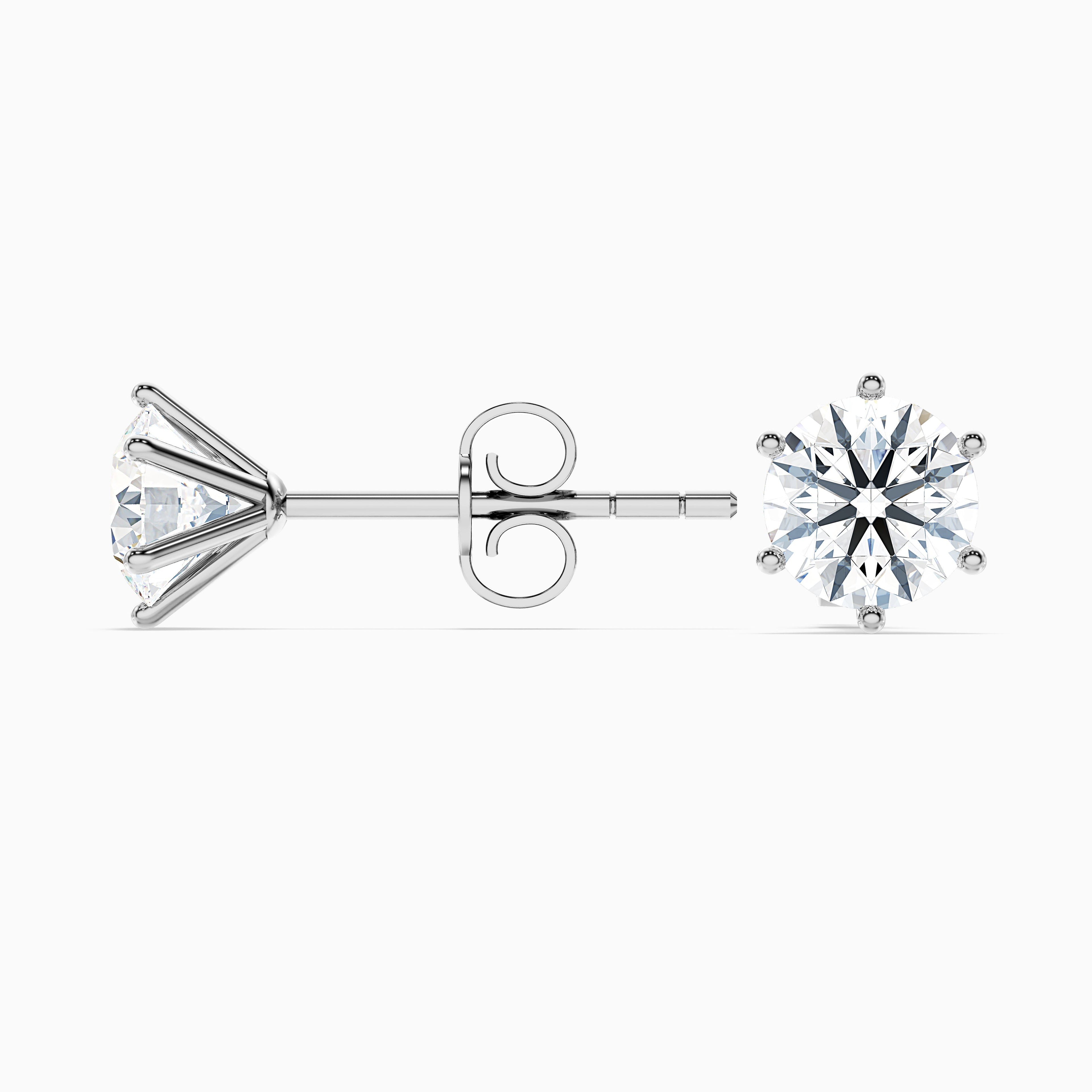 6 Claws Round Cut Moissanite Stud Diamond Earrings