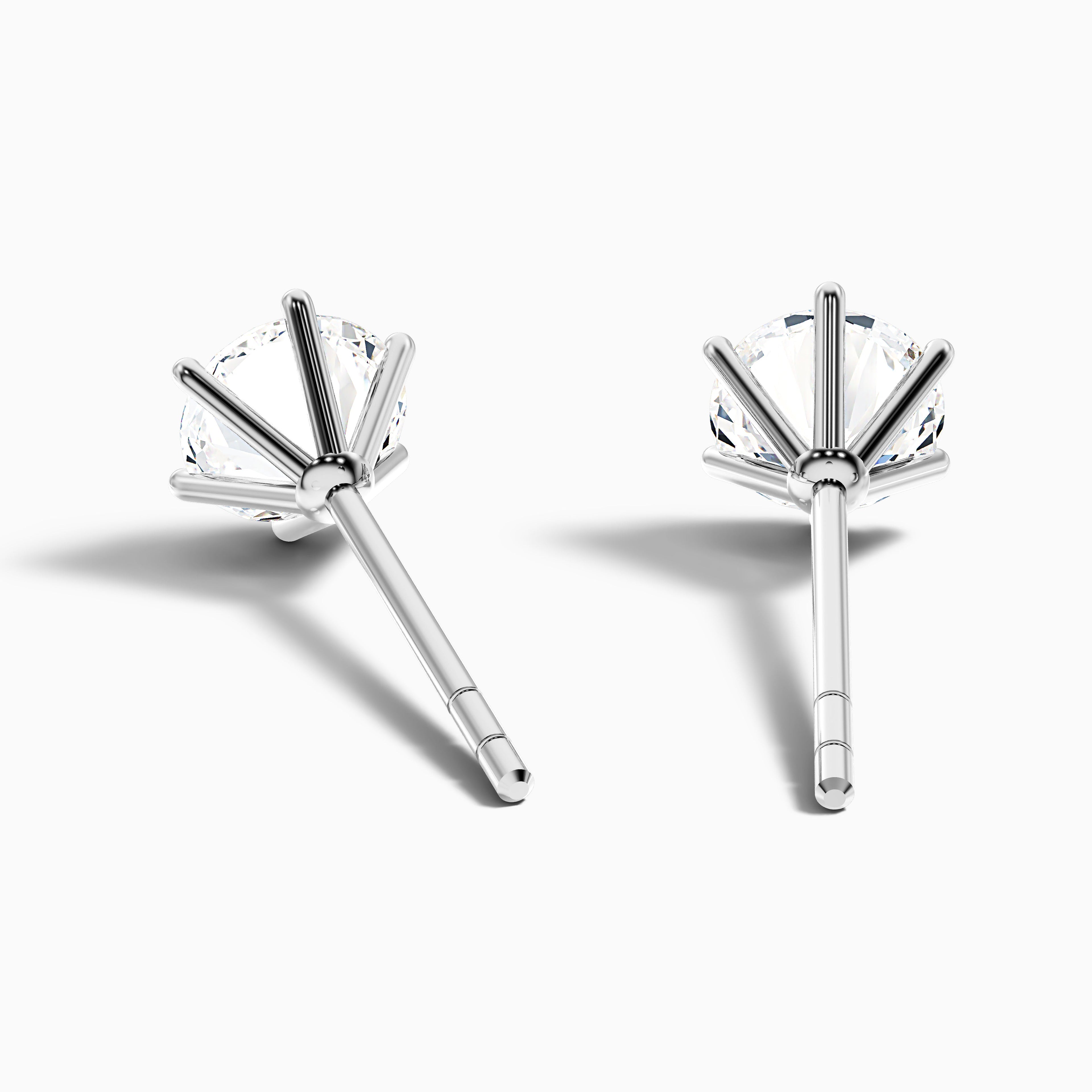 6 Claws Round Cut Moissanite Stud Diamond Earrings