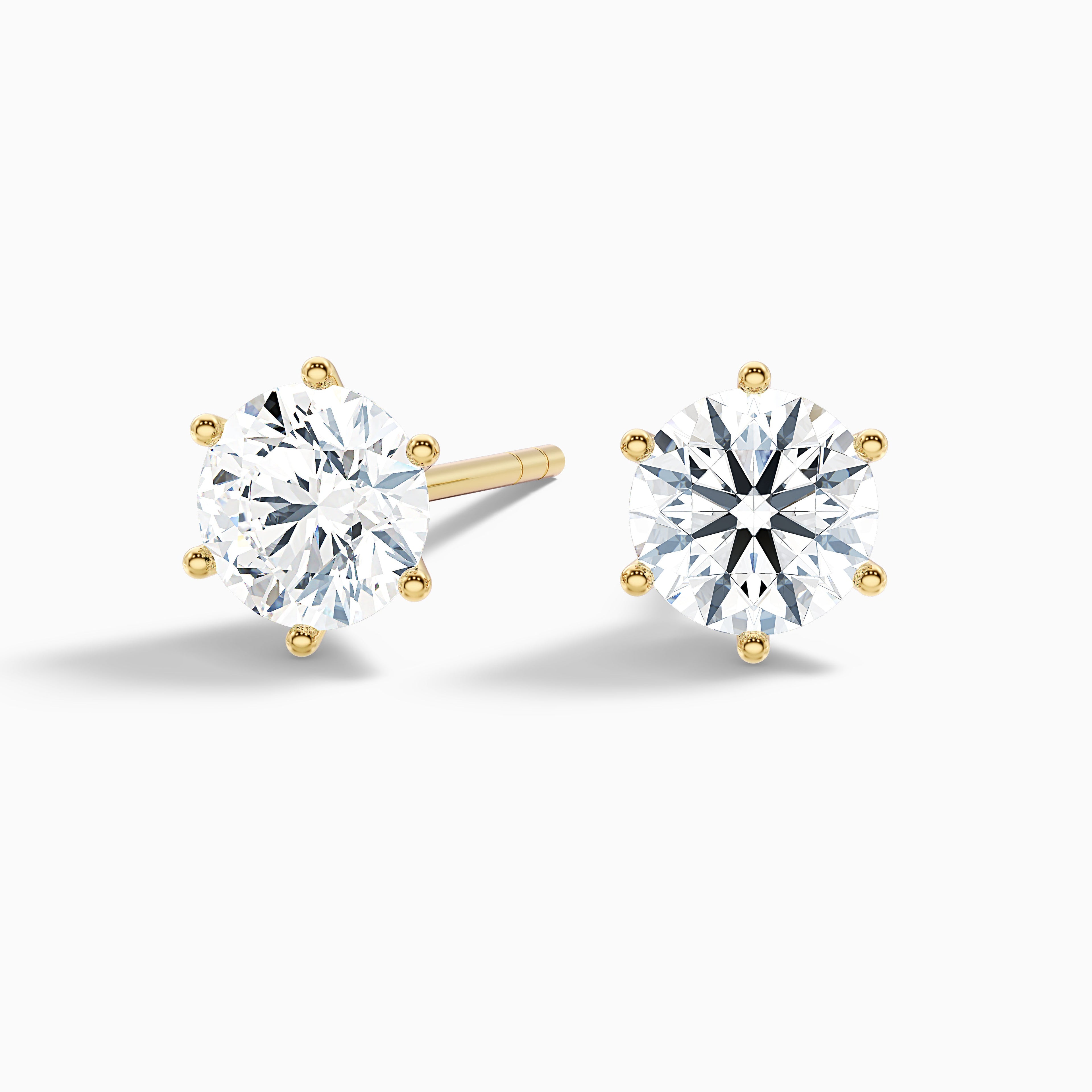6 Claws Round Cut Moissanite Stud Diamond Earrings