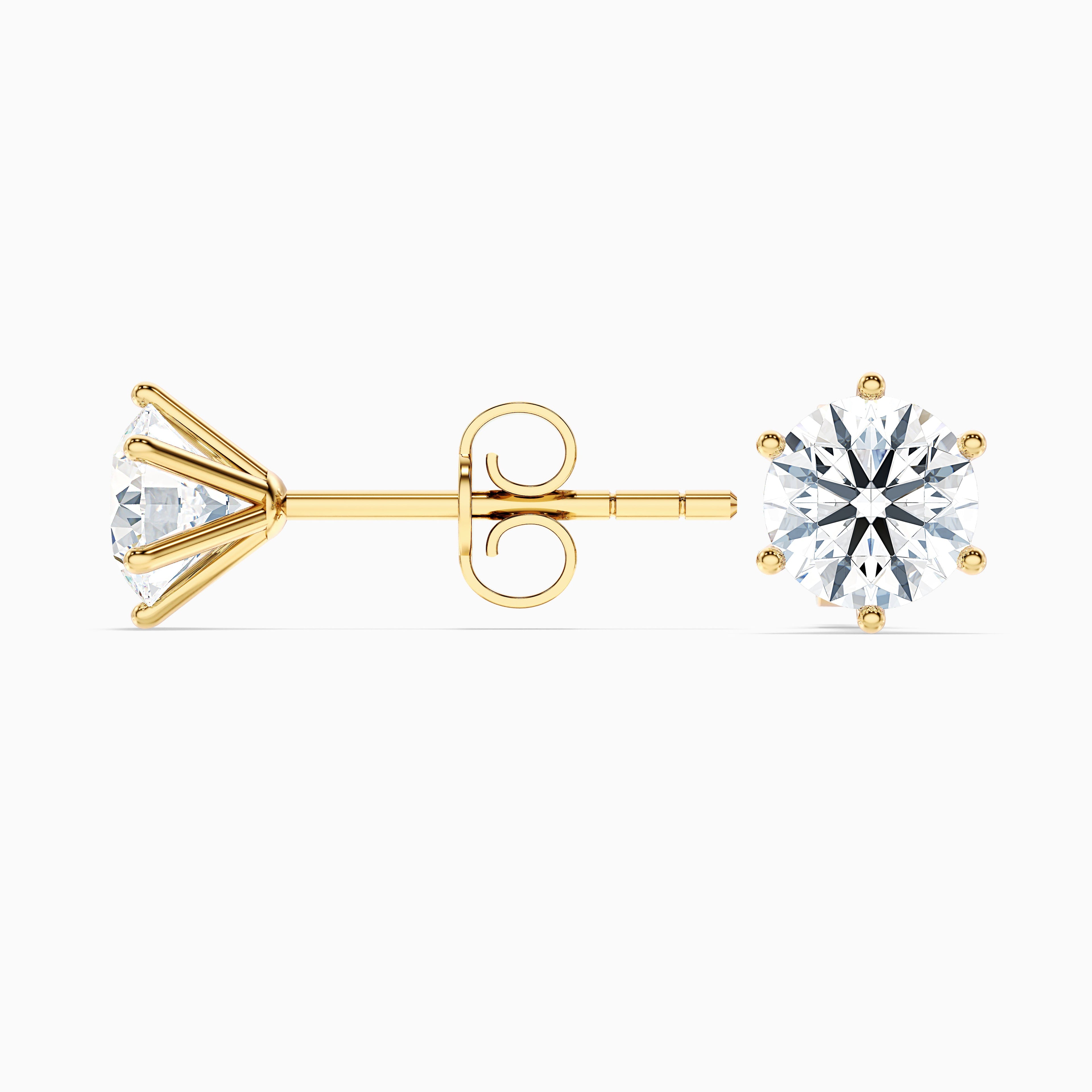 6 Claws Round Cut Moissanite Stud Diamond Earrings