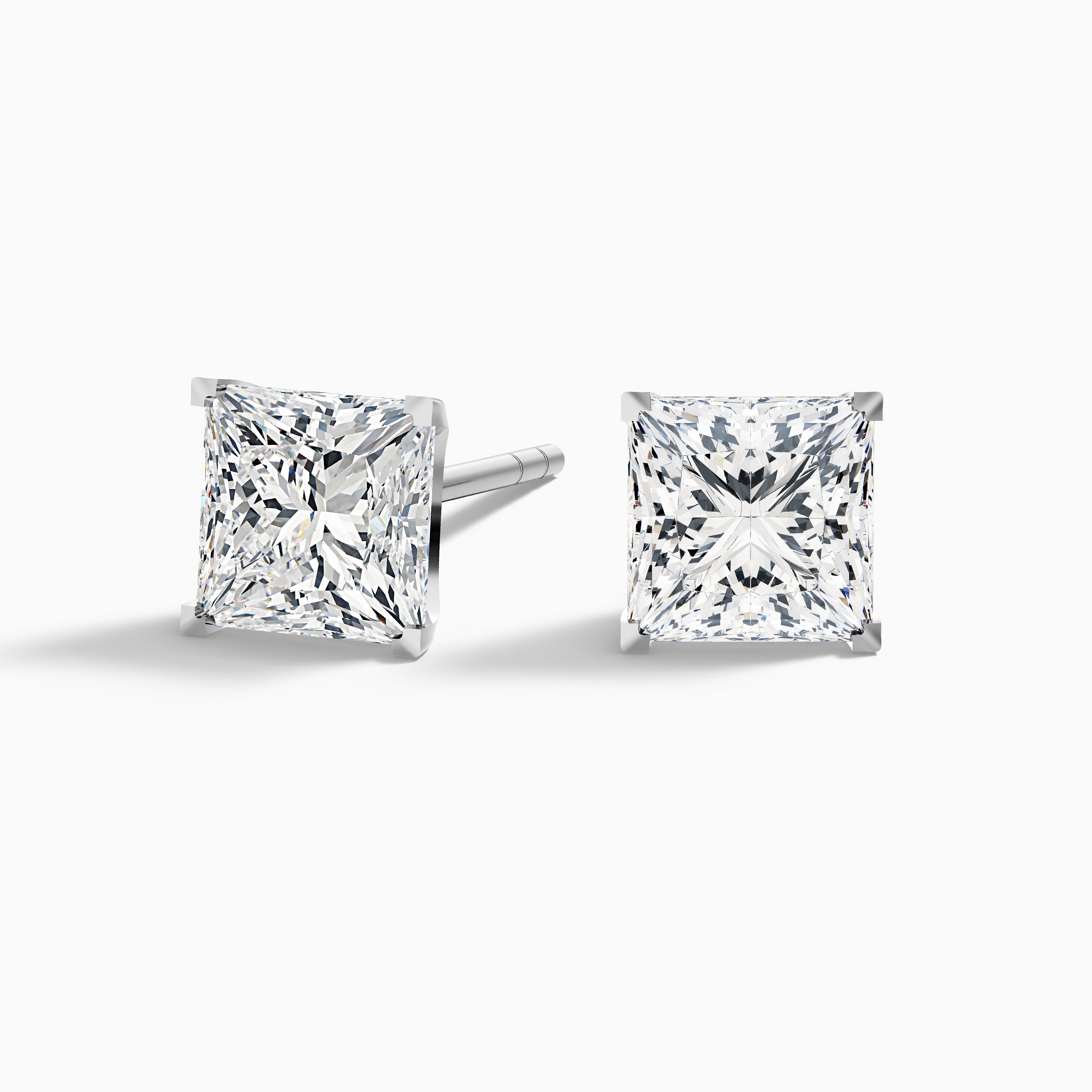 Princess Cut Moissanite Stud Diamond Earrings DestGlow