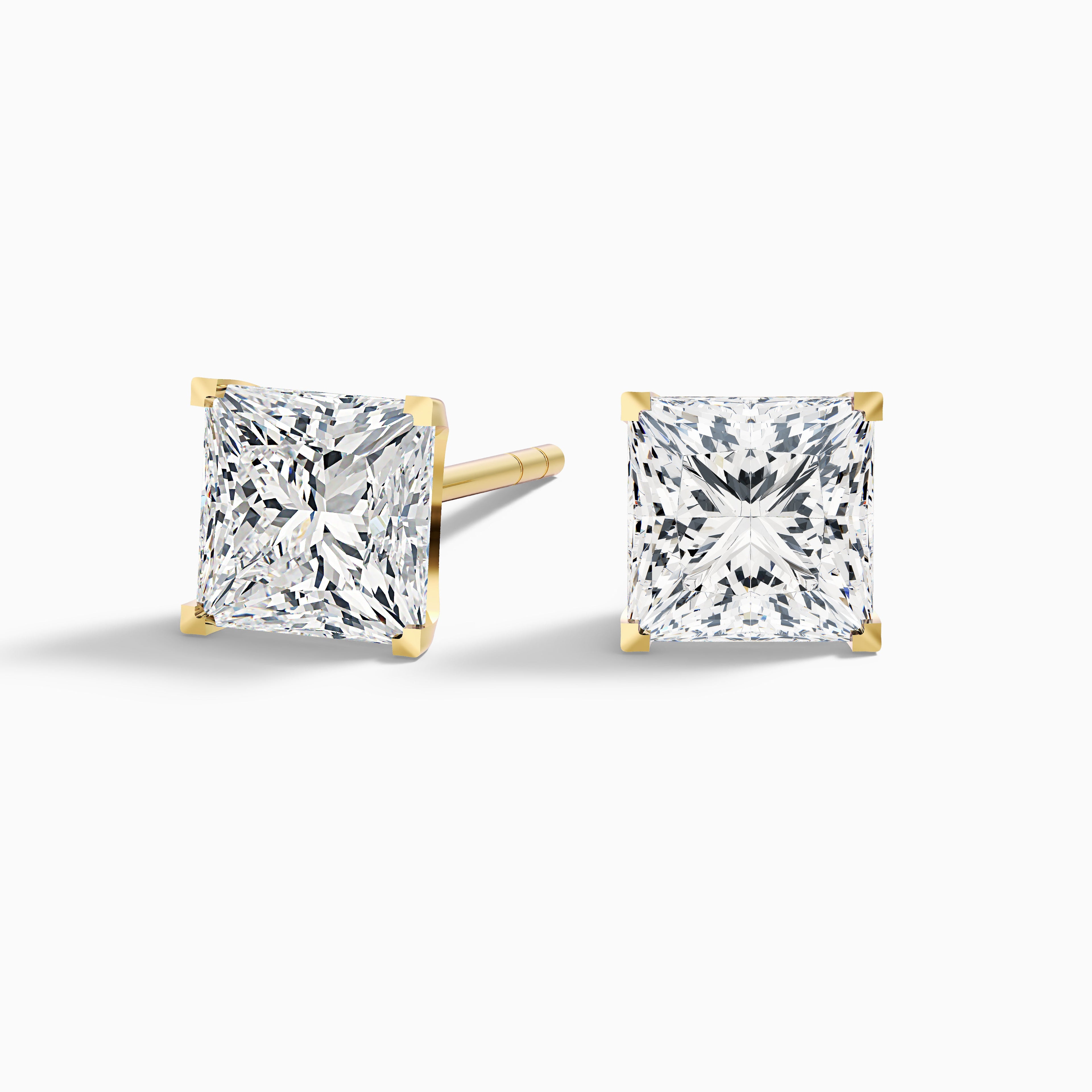 Princess Cut Moissanite Stud Diamond Earrings