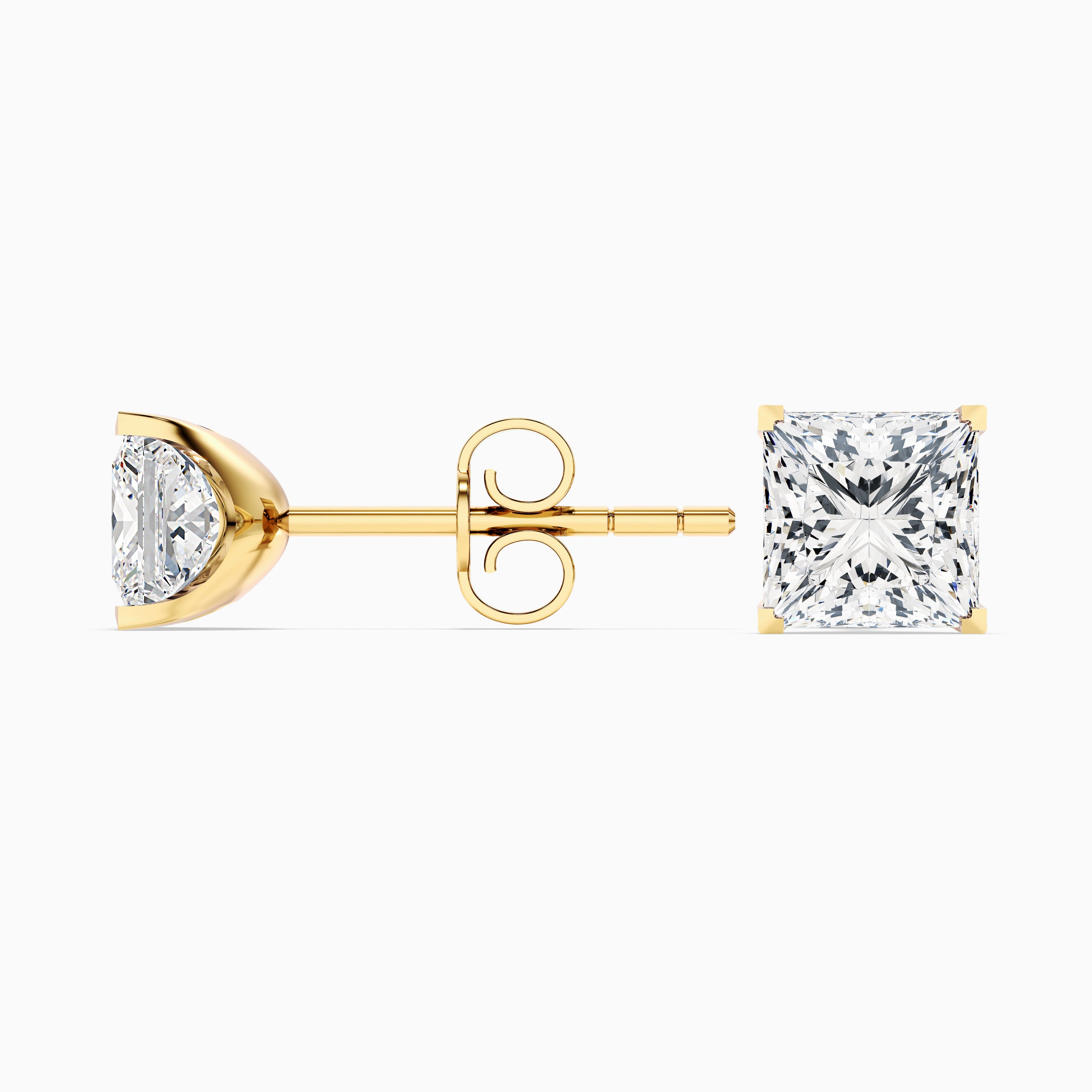 Princess Cut Moissanite Stud Diamond Earrings
