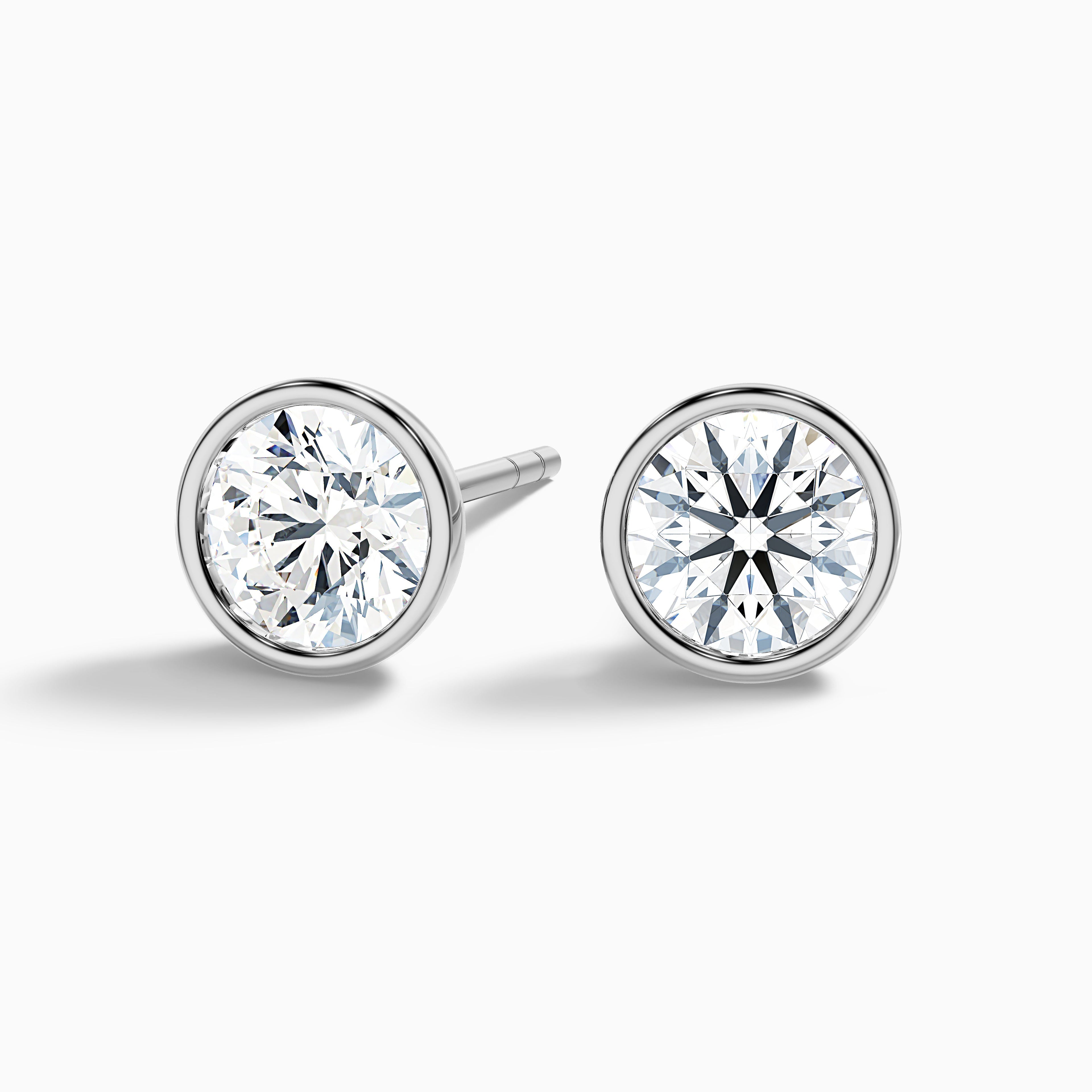 Round Rubover Moissanite Stud Diamond Earrings