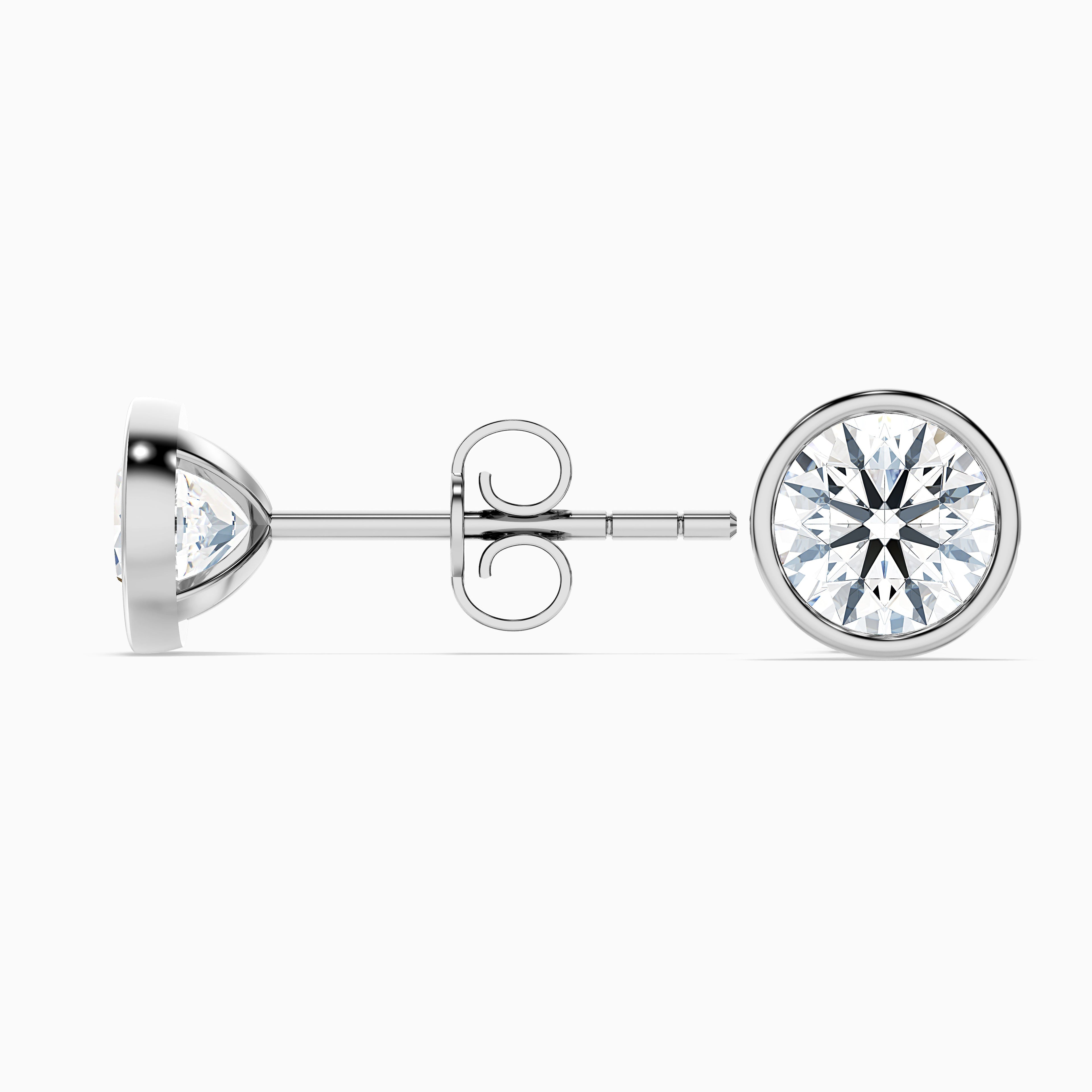 Round Rubover Moissanite Stud Diamond Earrings