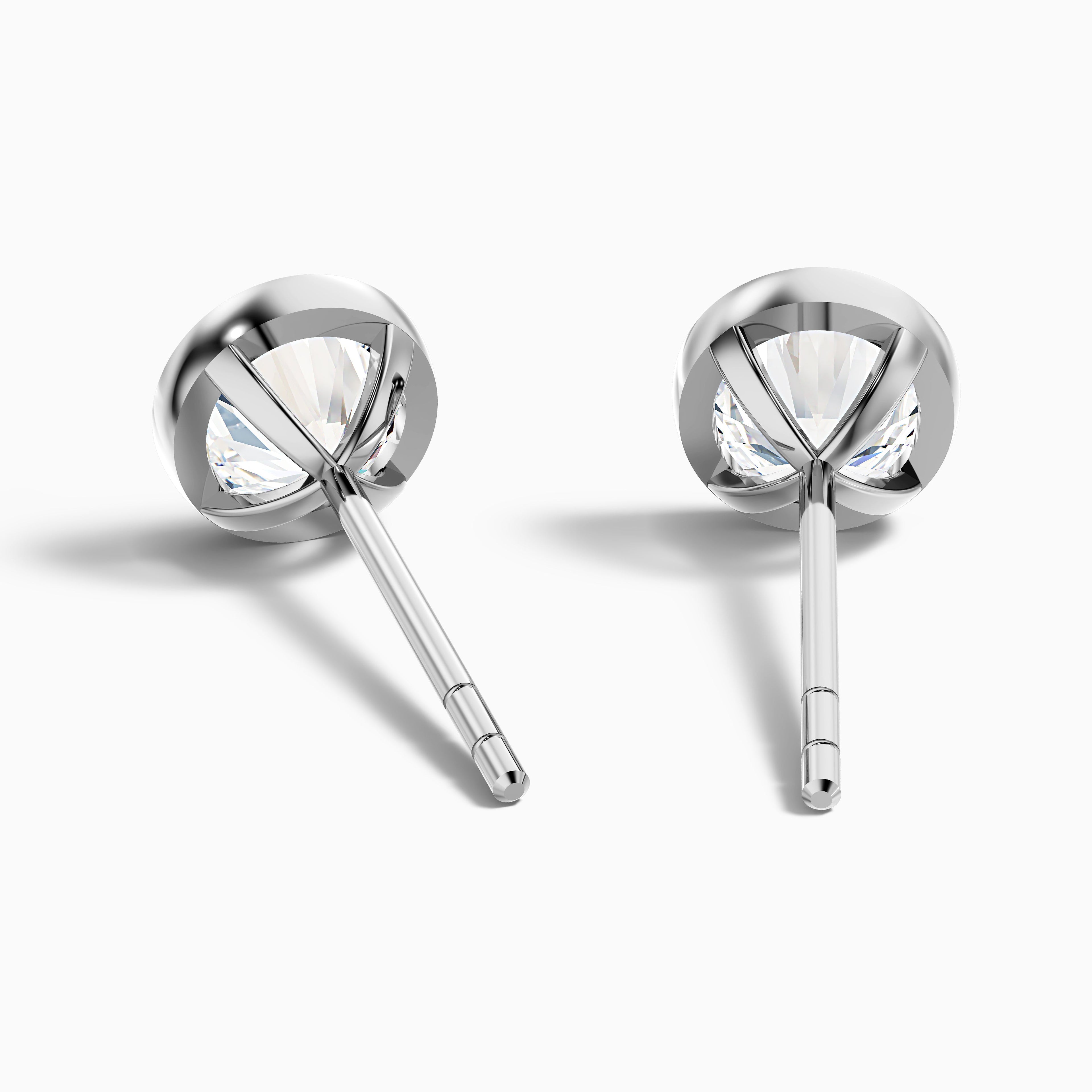 Round Rubover Moissanite Stud Diamond Earrings