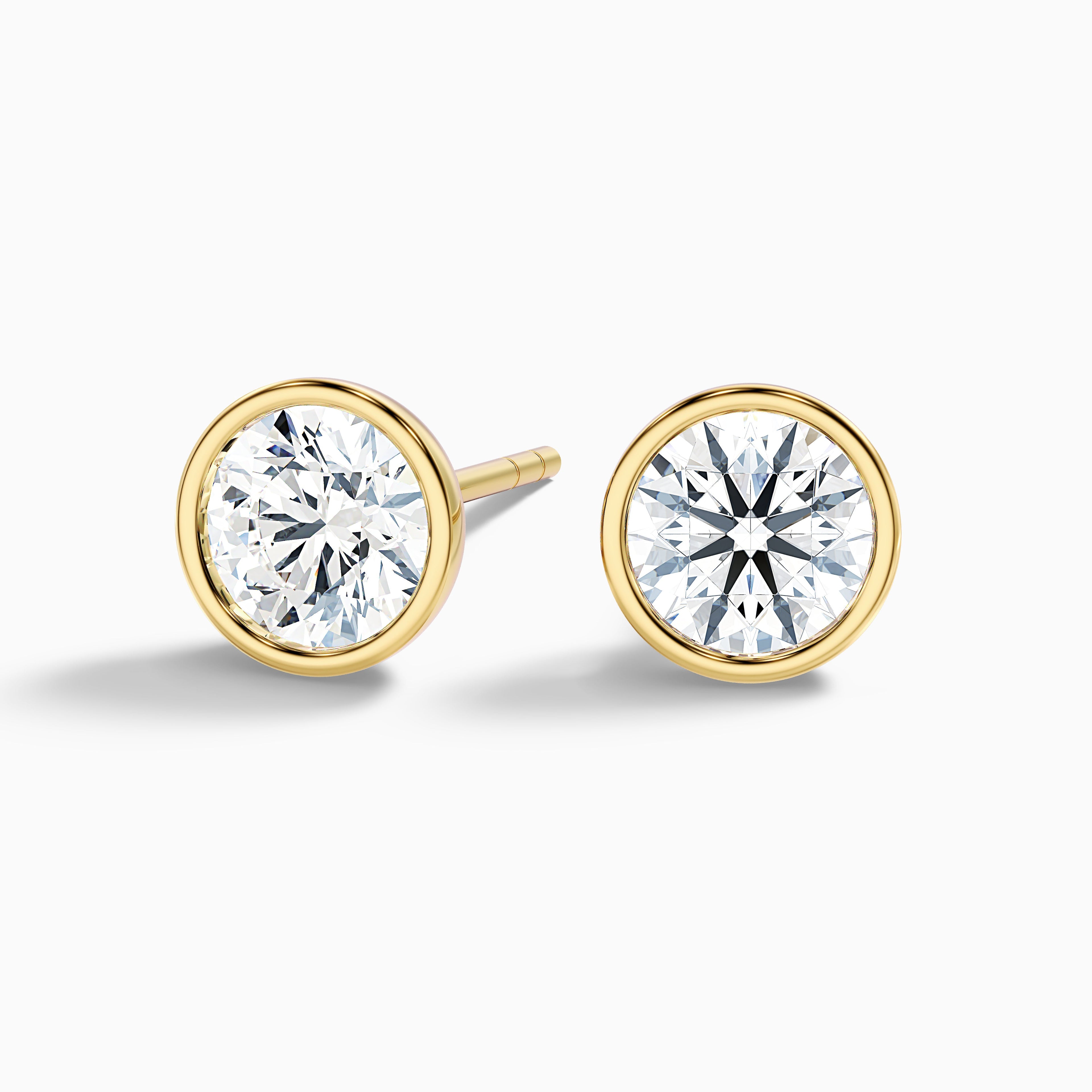 Round Rubover Moissanite Stud Diamond Earrings
