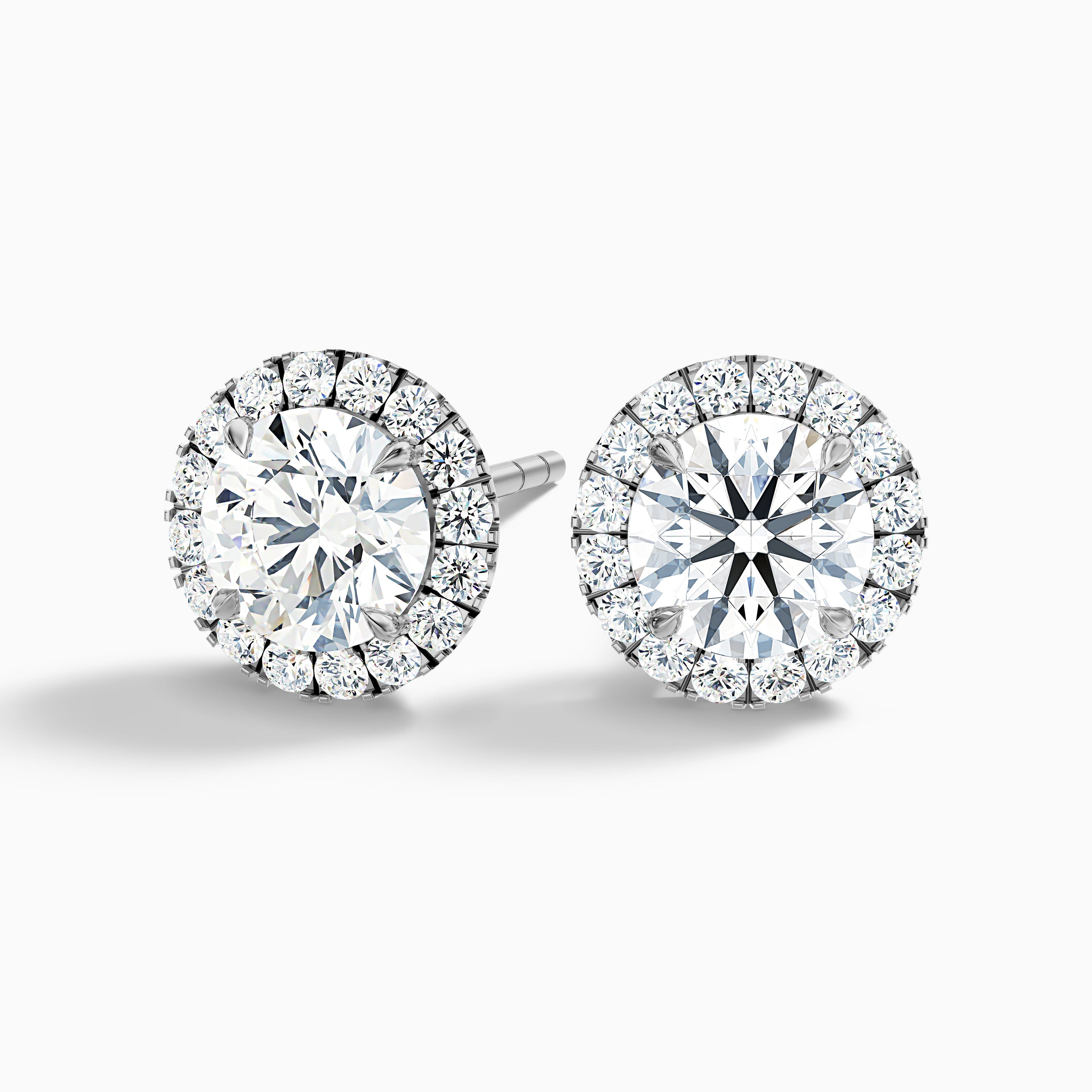 Round Halo Moissanite Stud Diamond Earrings