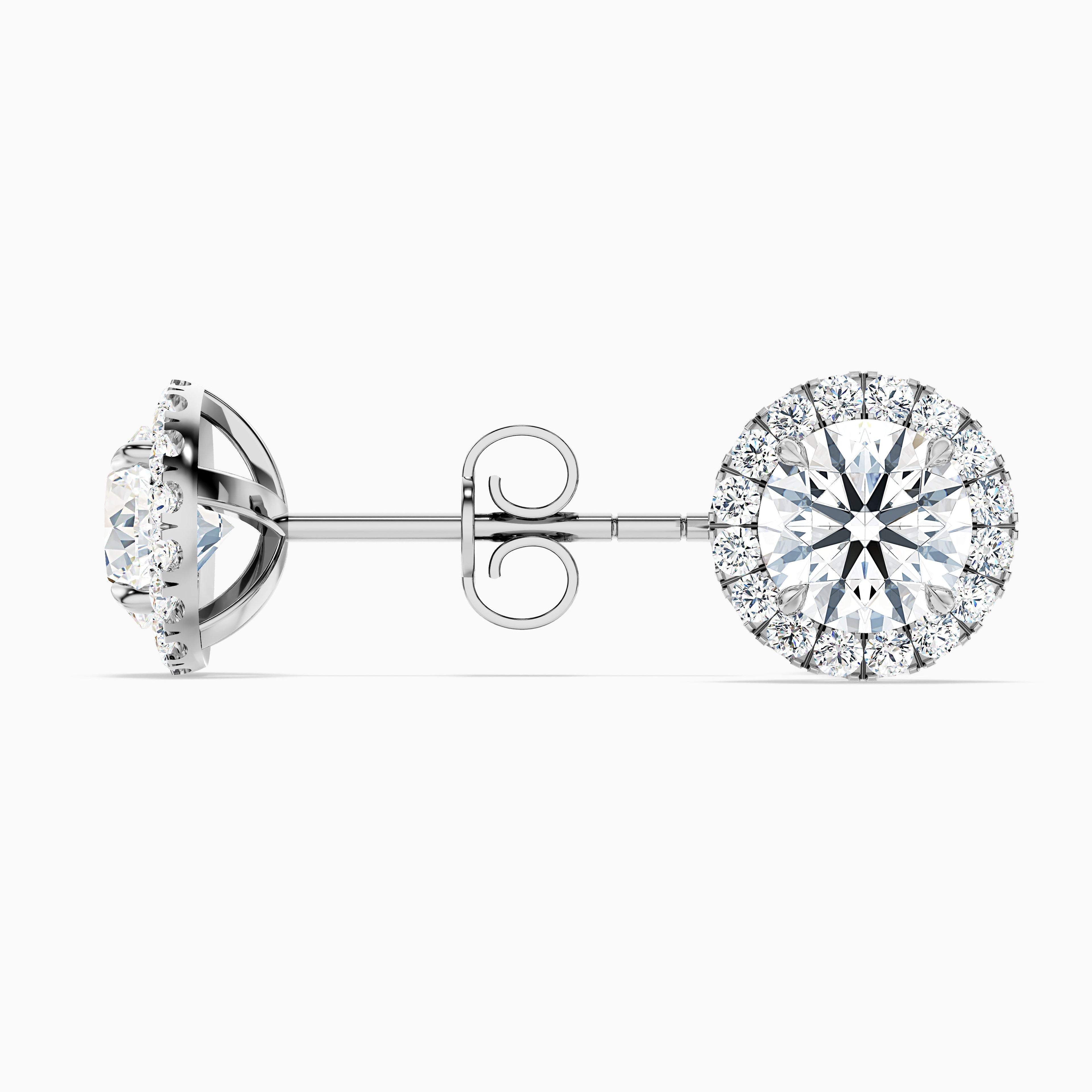 Round Halo Moissanite Stud Diamond Earrings