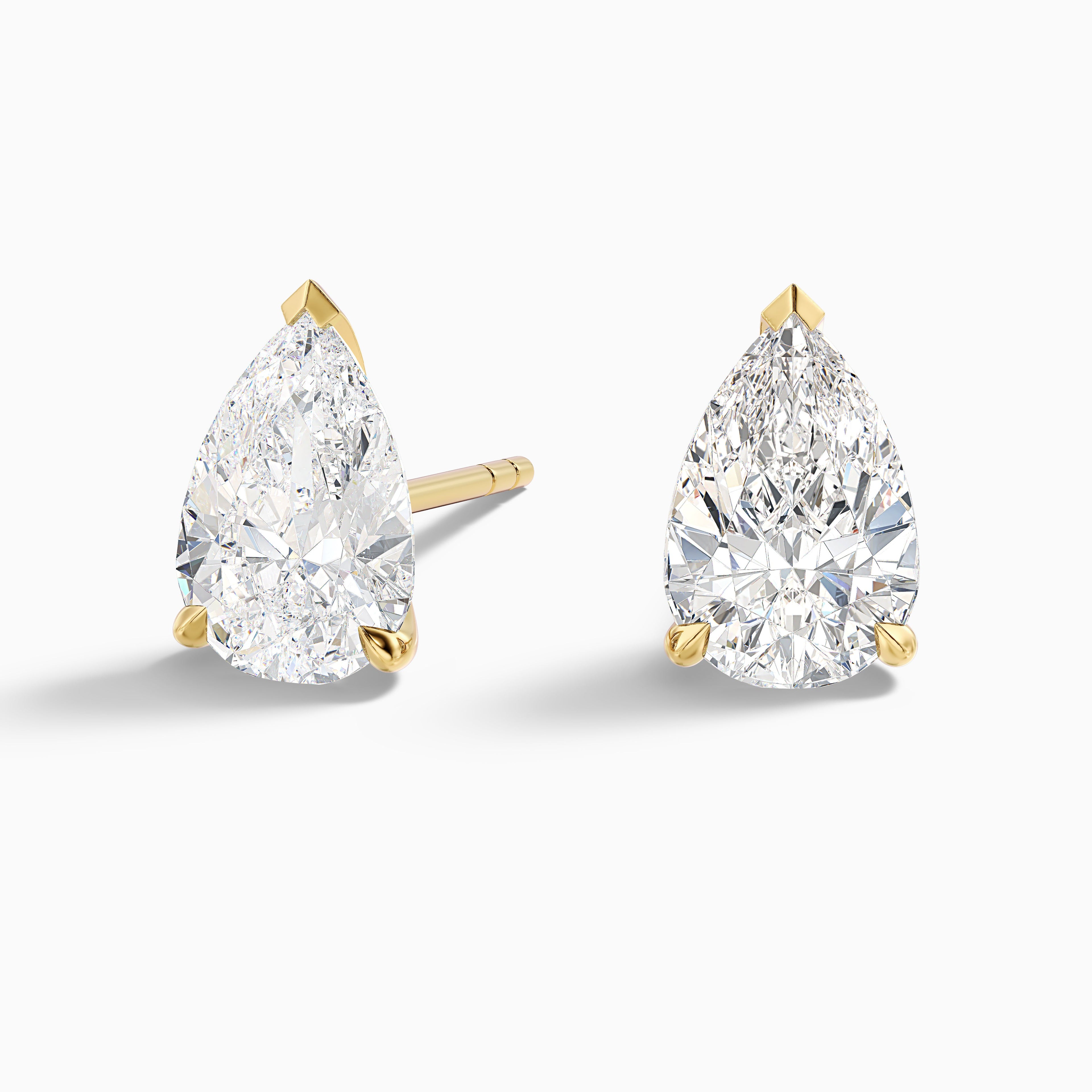 Pear Cut Moissanite Stud Diamond Earrings