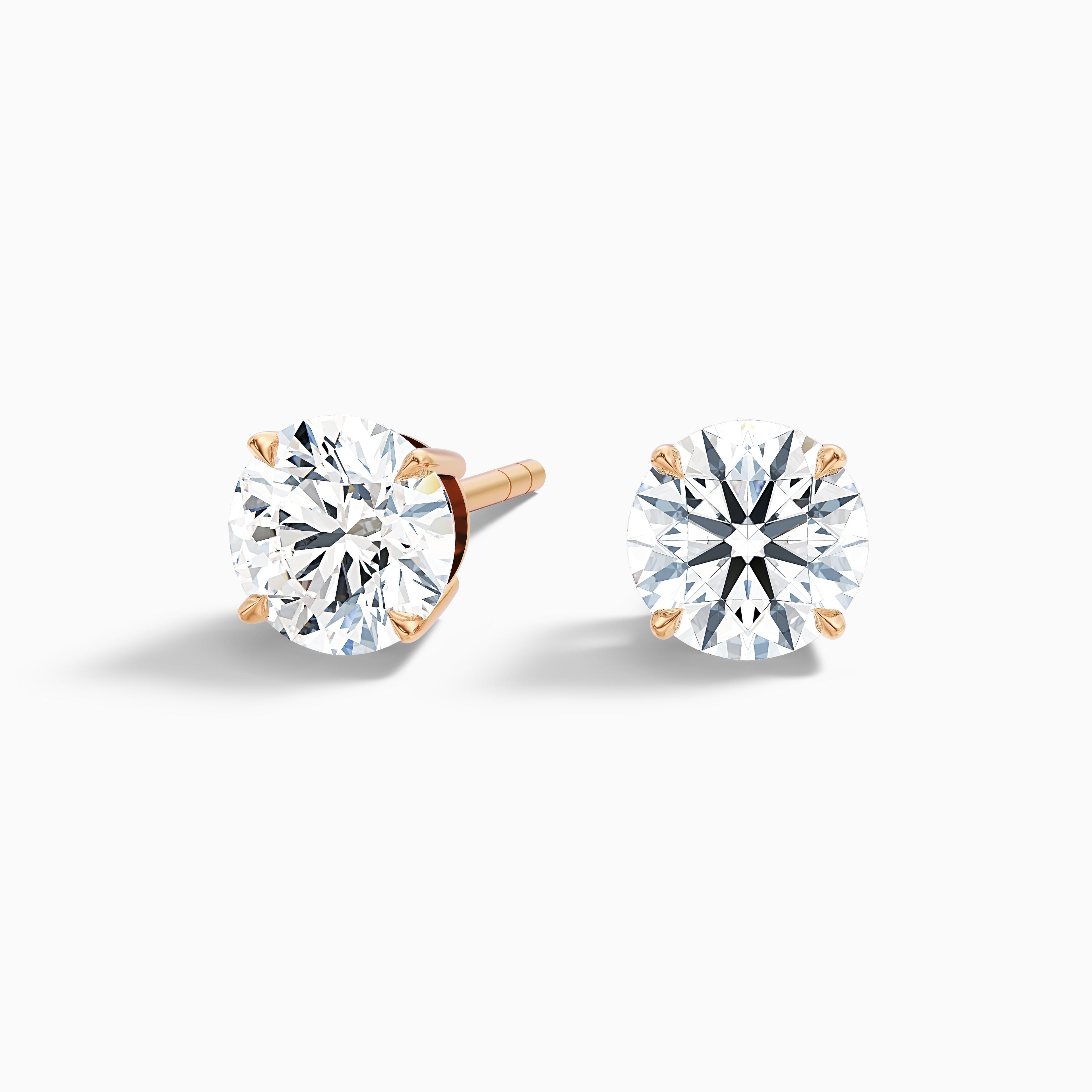 4 Prong Round Cut Moissanite Diamond Basket Stud Earrings