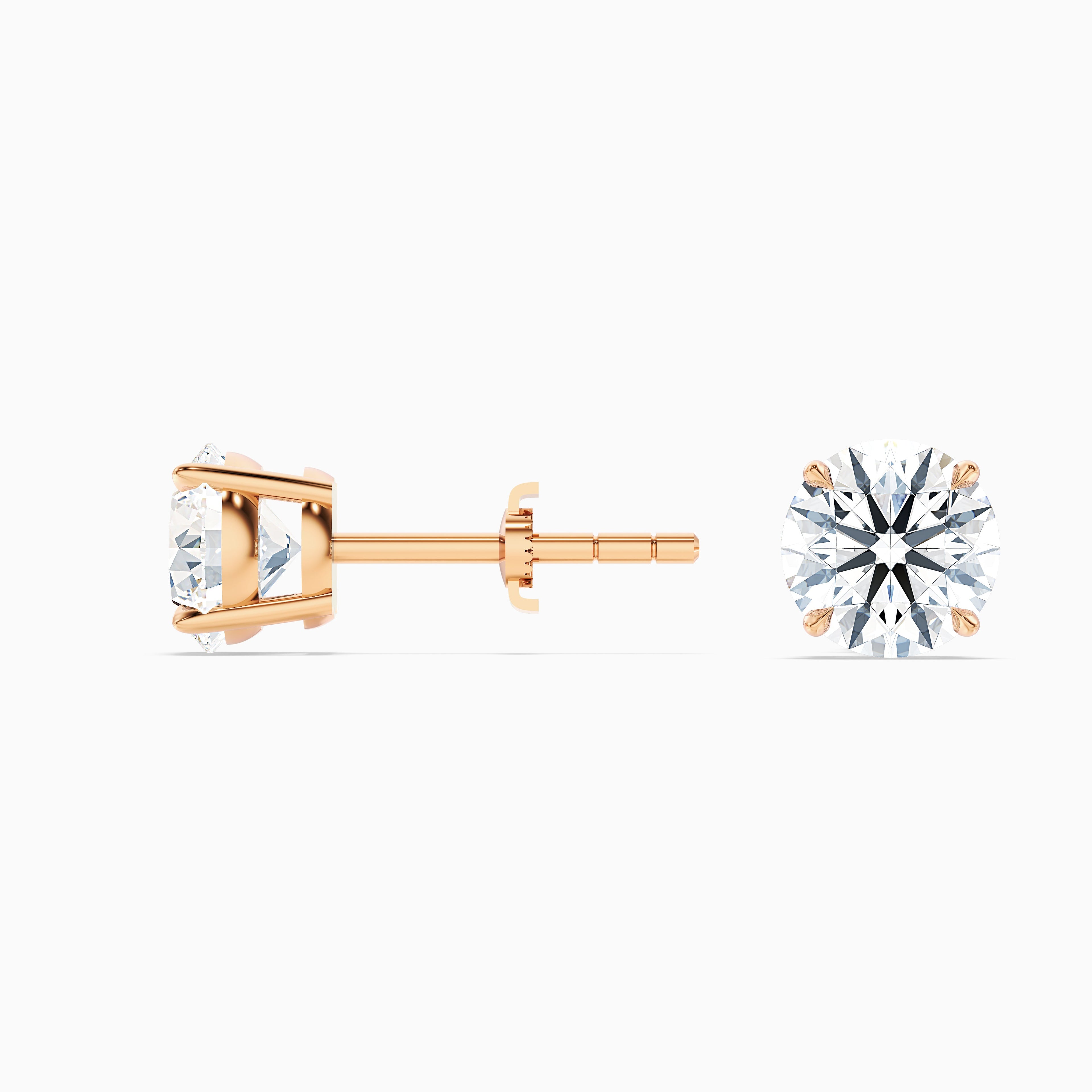 4 Prong Round Cut Moissanite Diamond Basket Stud Earrings