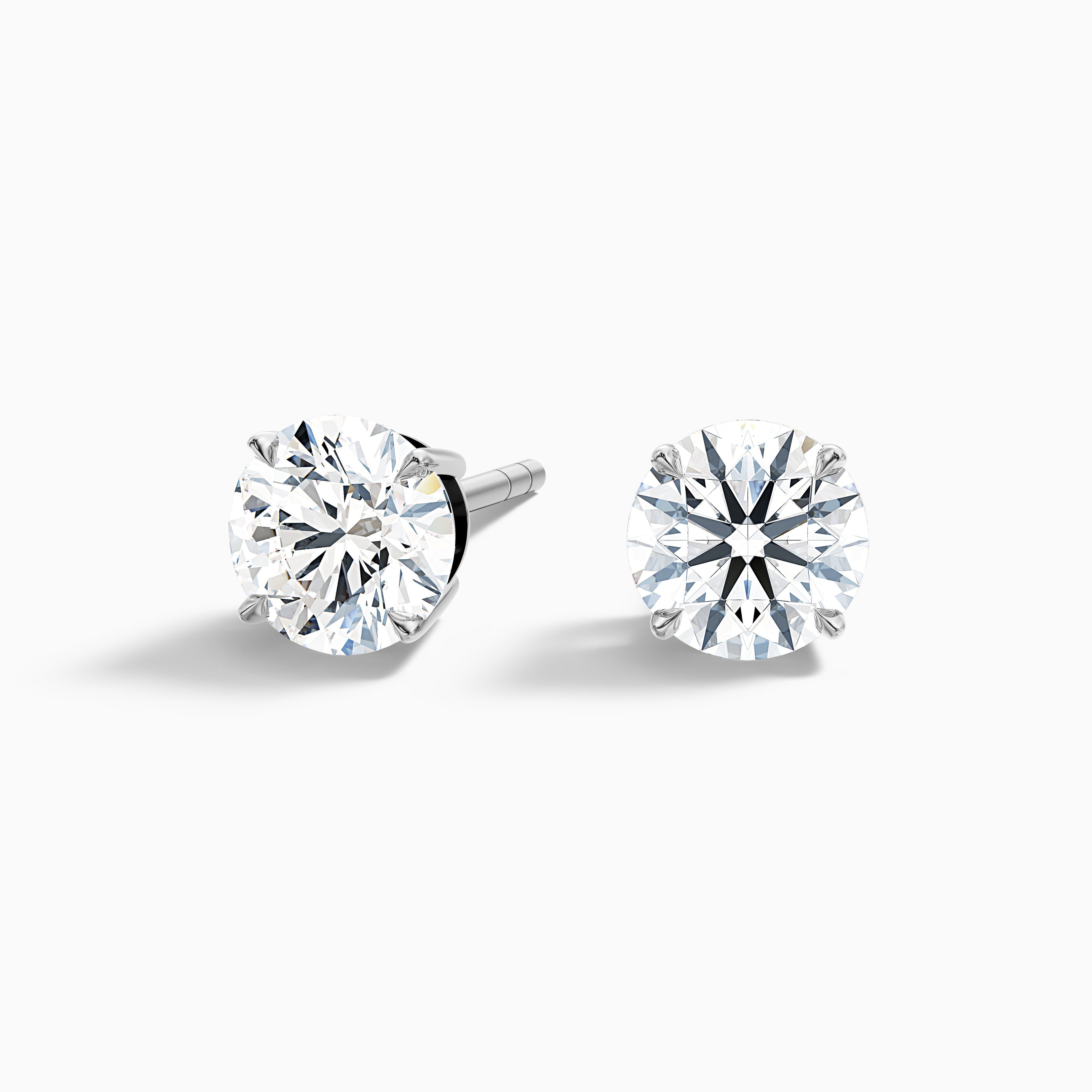 4 Prong Round Cut Moissanite Diamond Basket Stud Earrings