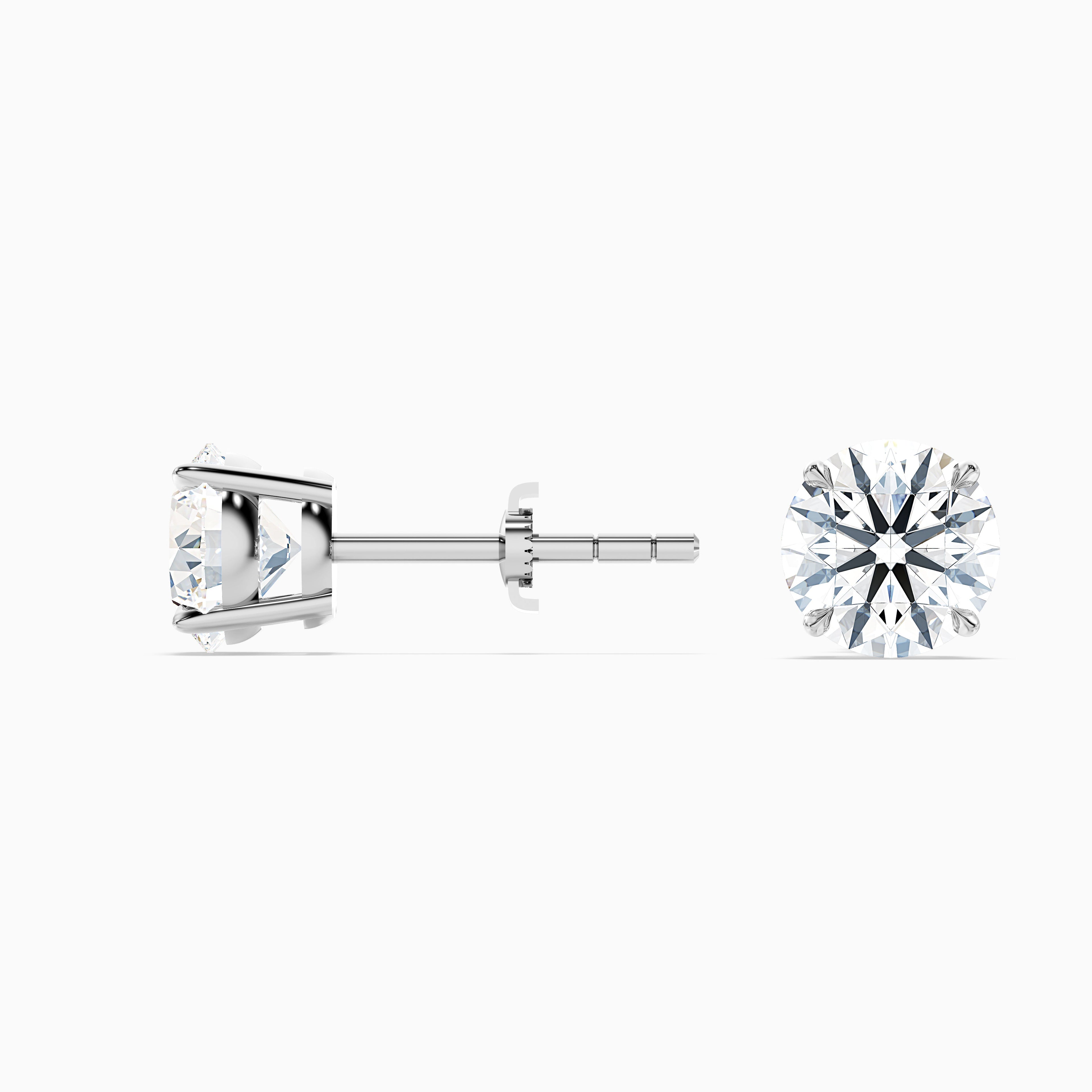 4 Prong Round Cut Moissanite Diamond Basket Stud Earrings