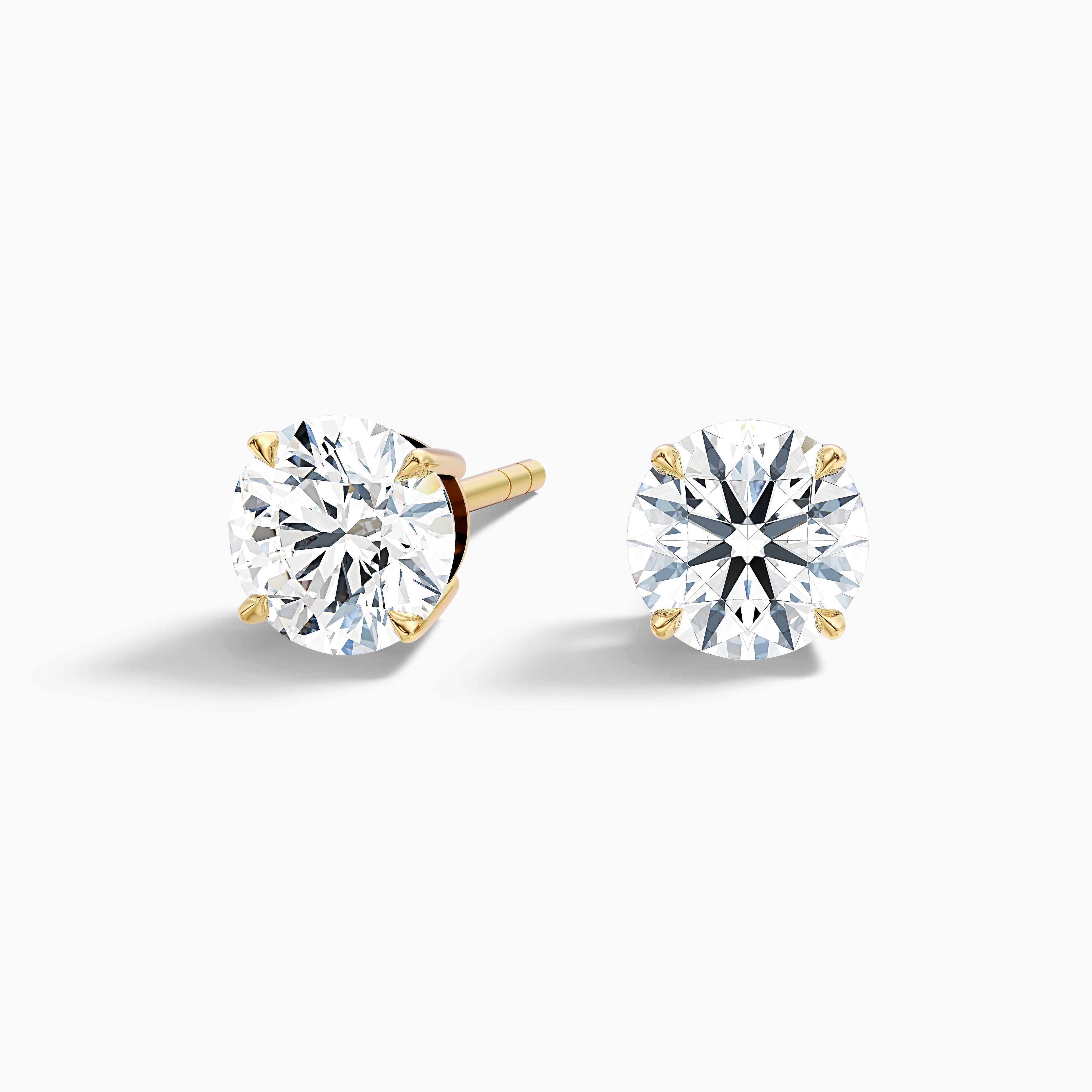 4 Prong Round Cut Moissanite Diamond Basket Stud Earrings