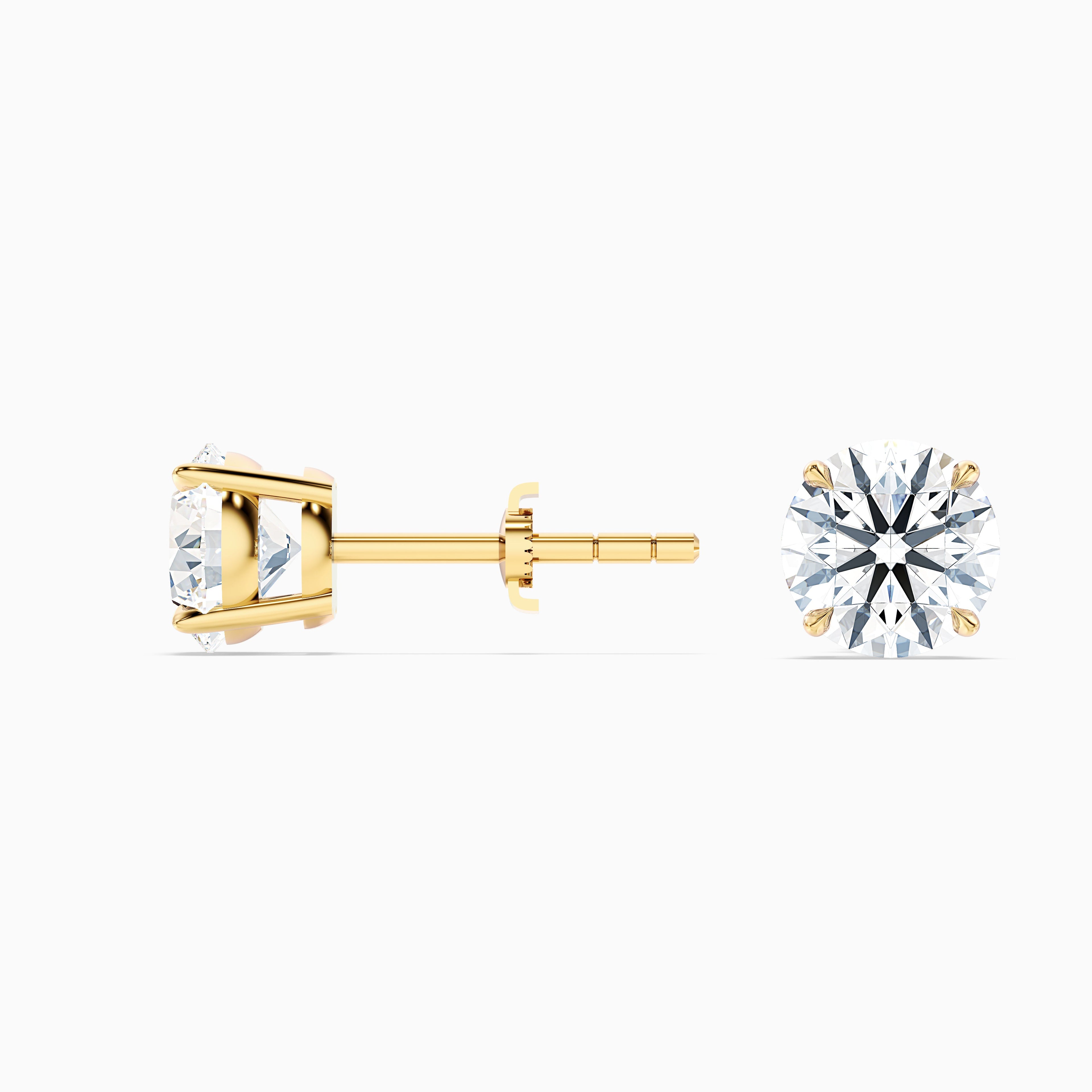 4 Prong Round Cut Moissanite Diamond Basket Stud Earrings