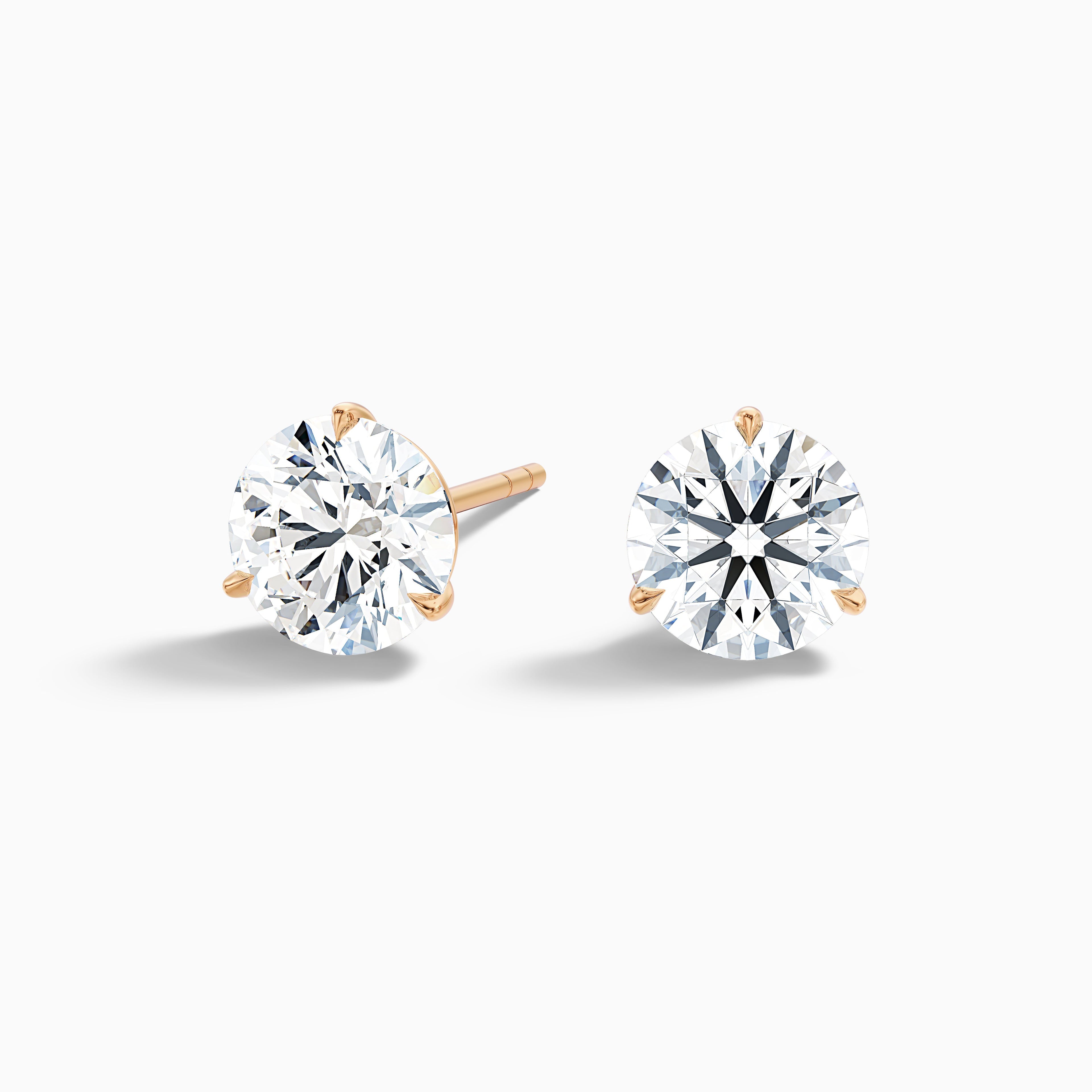 3 Prong Martini Round Cut Moissanite Diamond Stud Earrings