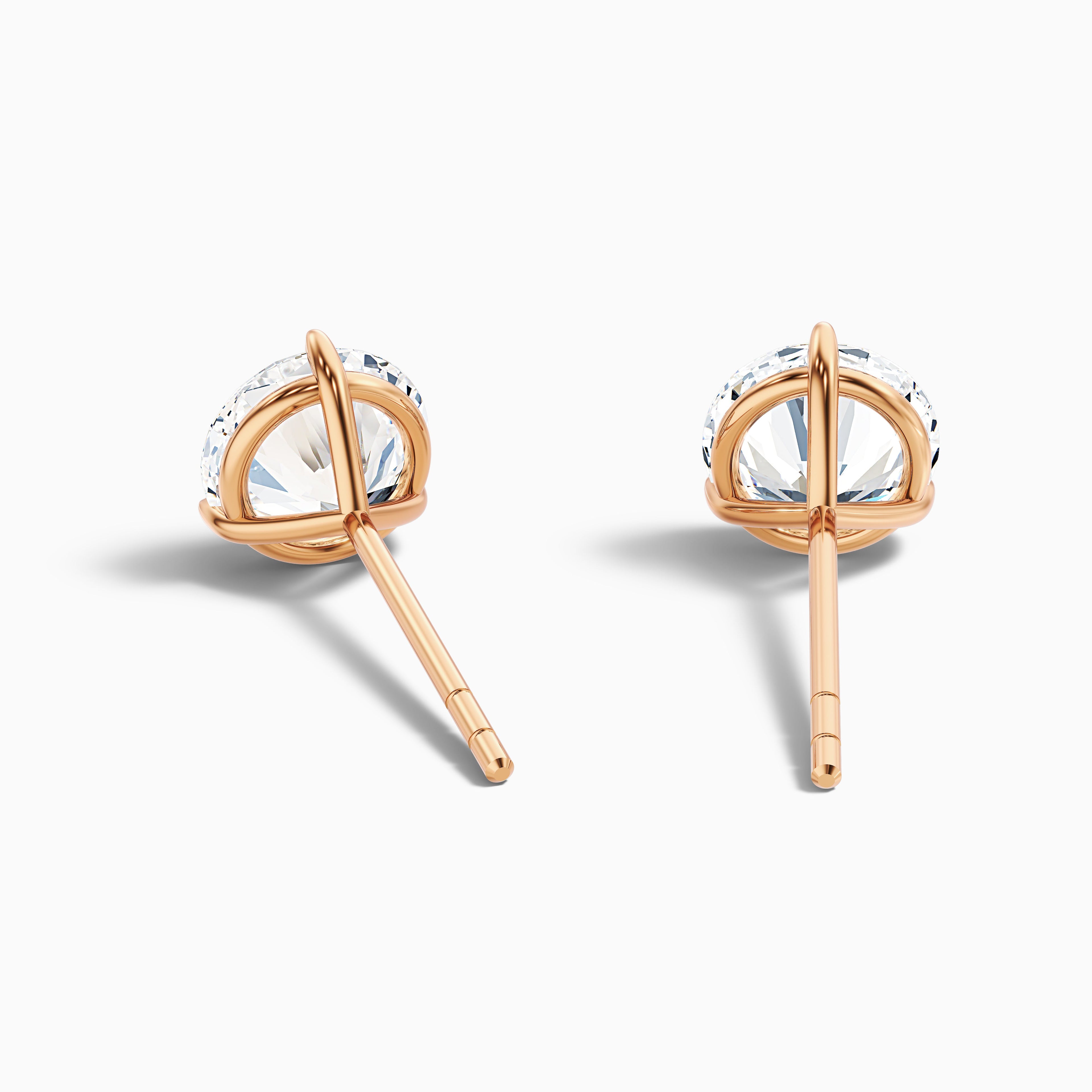 3 Prong Martini Round Cut Moissanite Diamond Stud Earrings