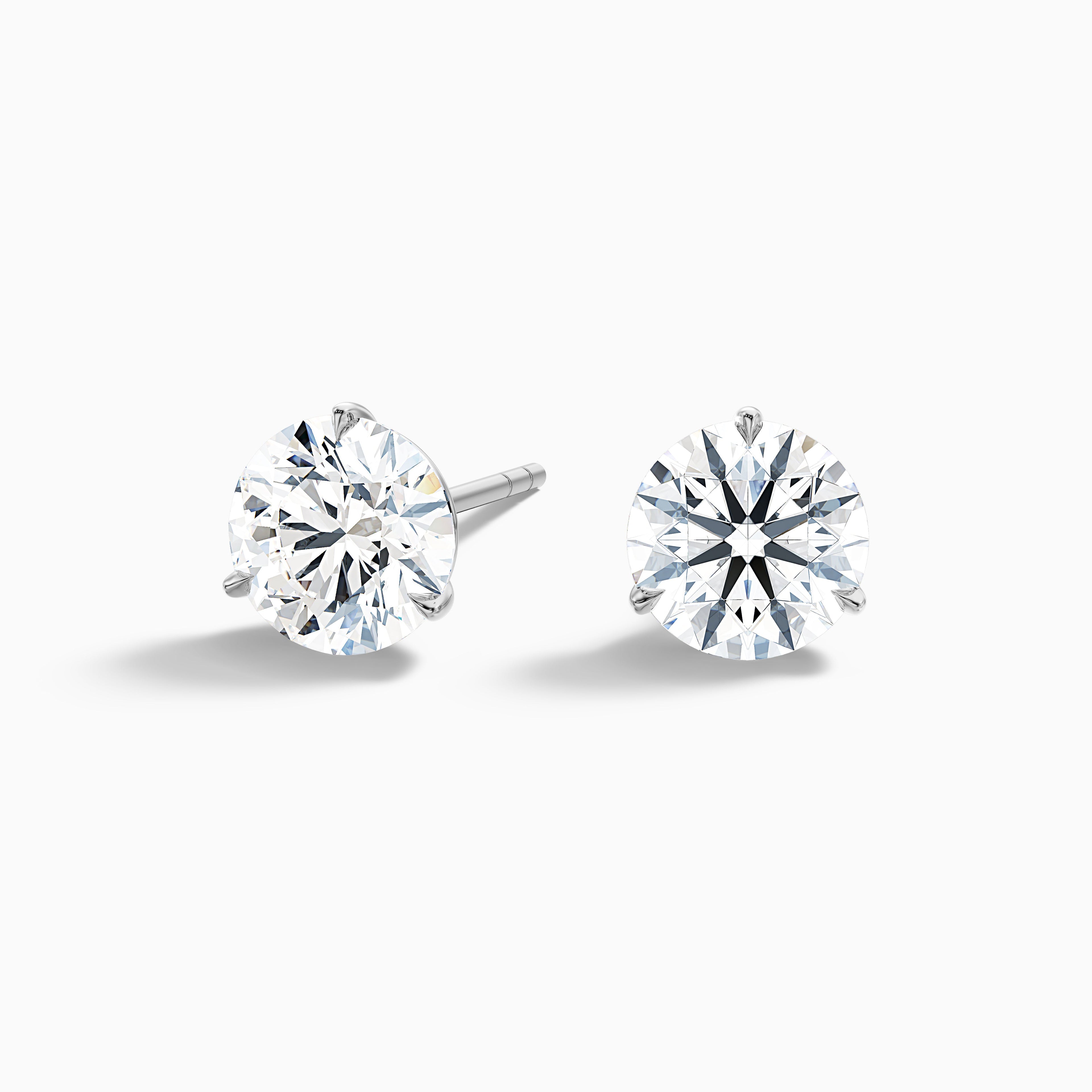 3 Prong Martini Round Cut Moissanite Diamond Stud Earrings