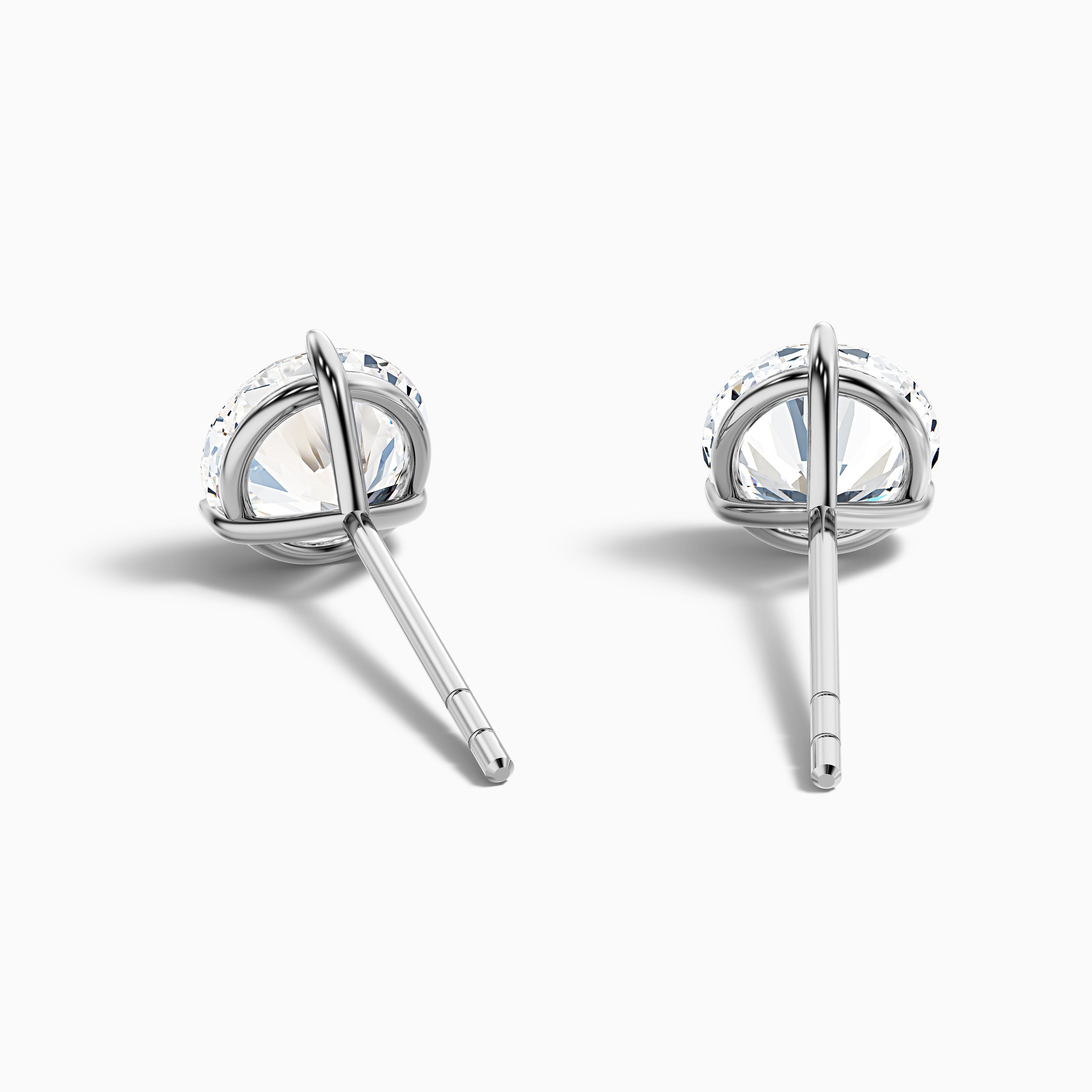 3 Prong Martini Round Cut Moissanite Diamond Stud Earrings