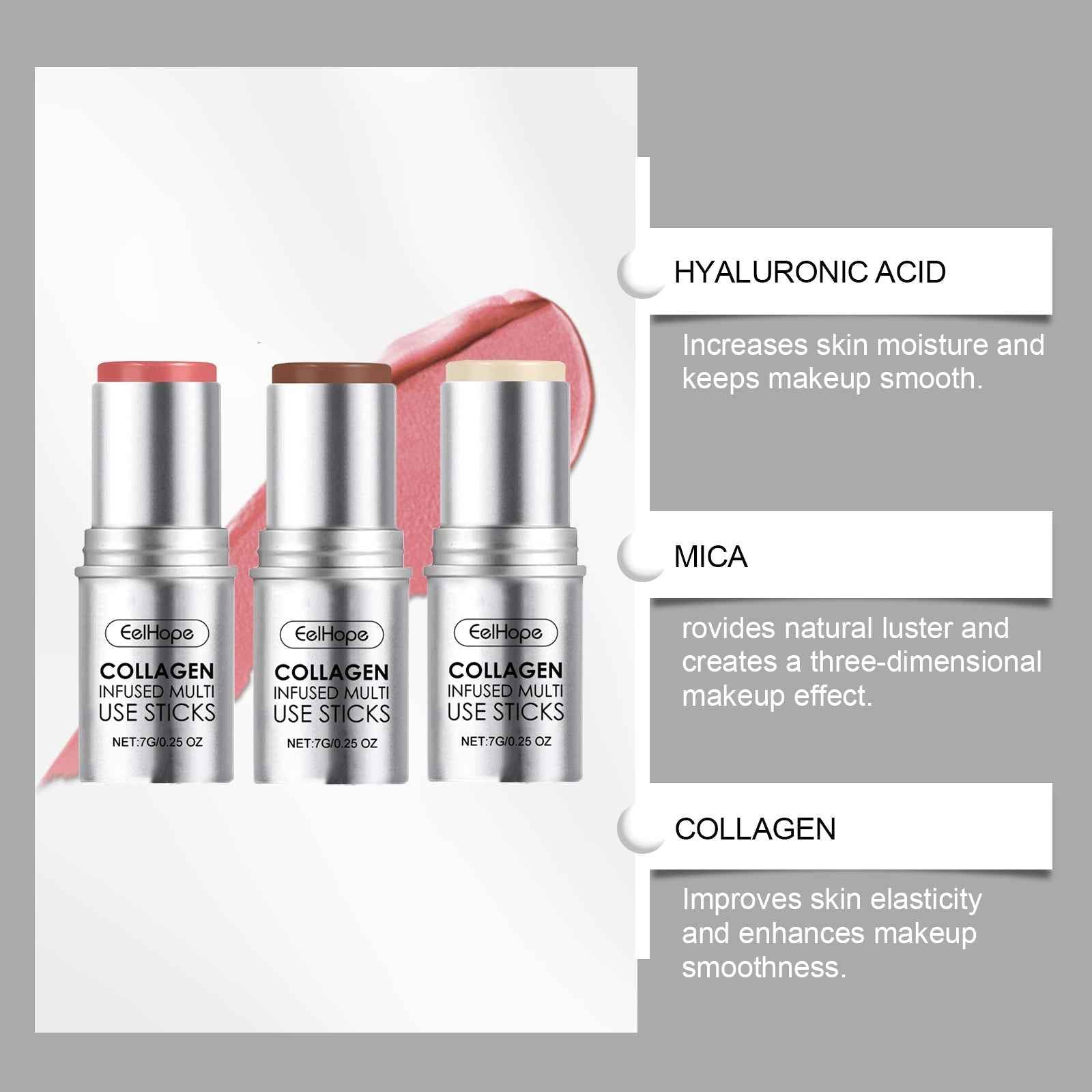 Collagen Makeup Stick Moisturizes Natural Multicolor Blush Stick