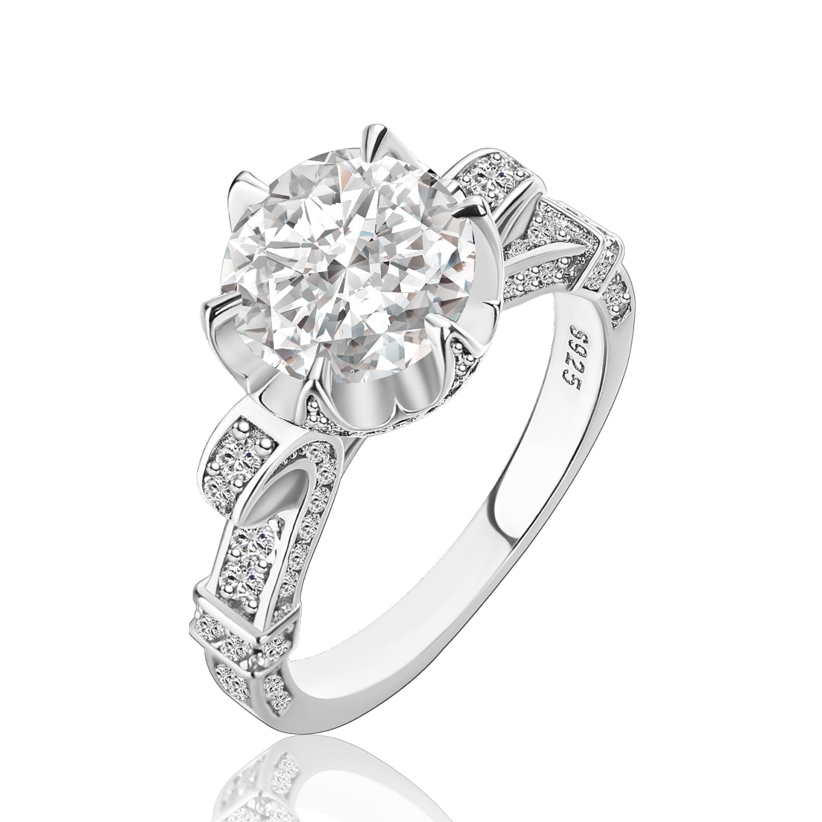 Rodiffy Moissanite 2.0Ct Round Cut Twist White Gold Promise Bridal Ring by Avera Group