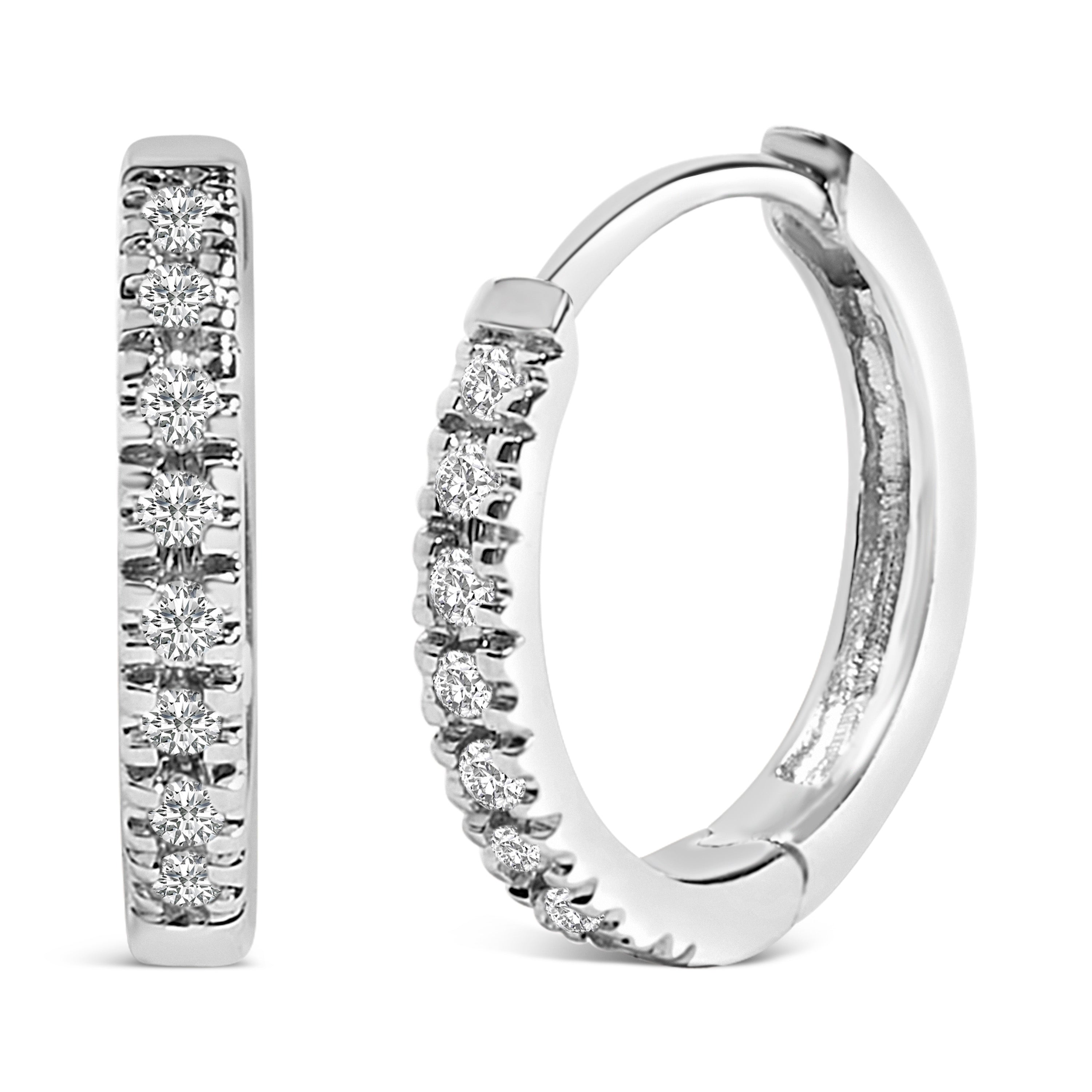 14K Rose Gold 1/5 CTW Diamond Huggie Hoop Earrings DestGlow